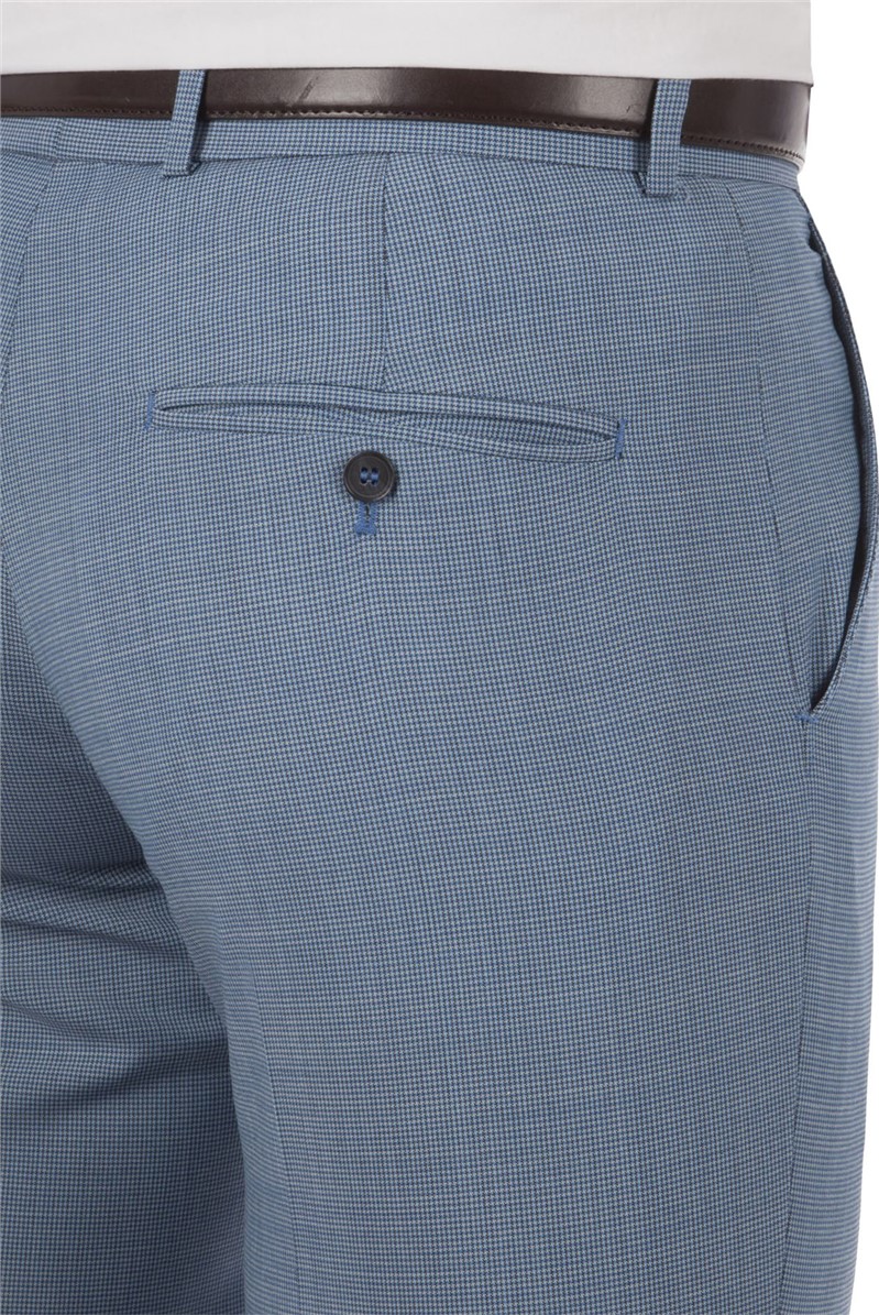 Aston Gunn Blue Puppytooth Tailored Fit Trouser