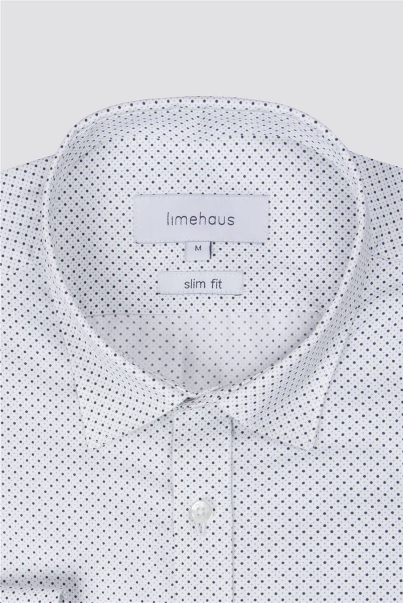 Limehaus Men S White Pindot Printed Shirt Suit Direct