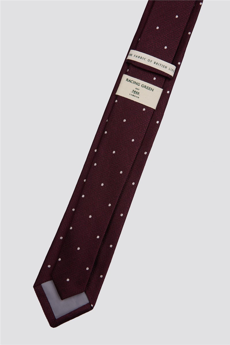 Racing Green Burgundy Spot Silk Tie