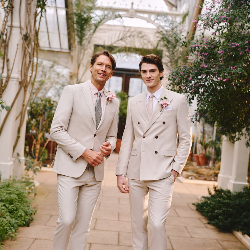 セットアップ Tagliatore Ecru Linen Tailored Suit With Wide-Leg Trousers Tagliatore Ecru Linen Tailored Suit With Wide-Leg Trousers