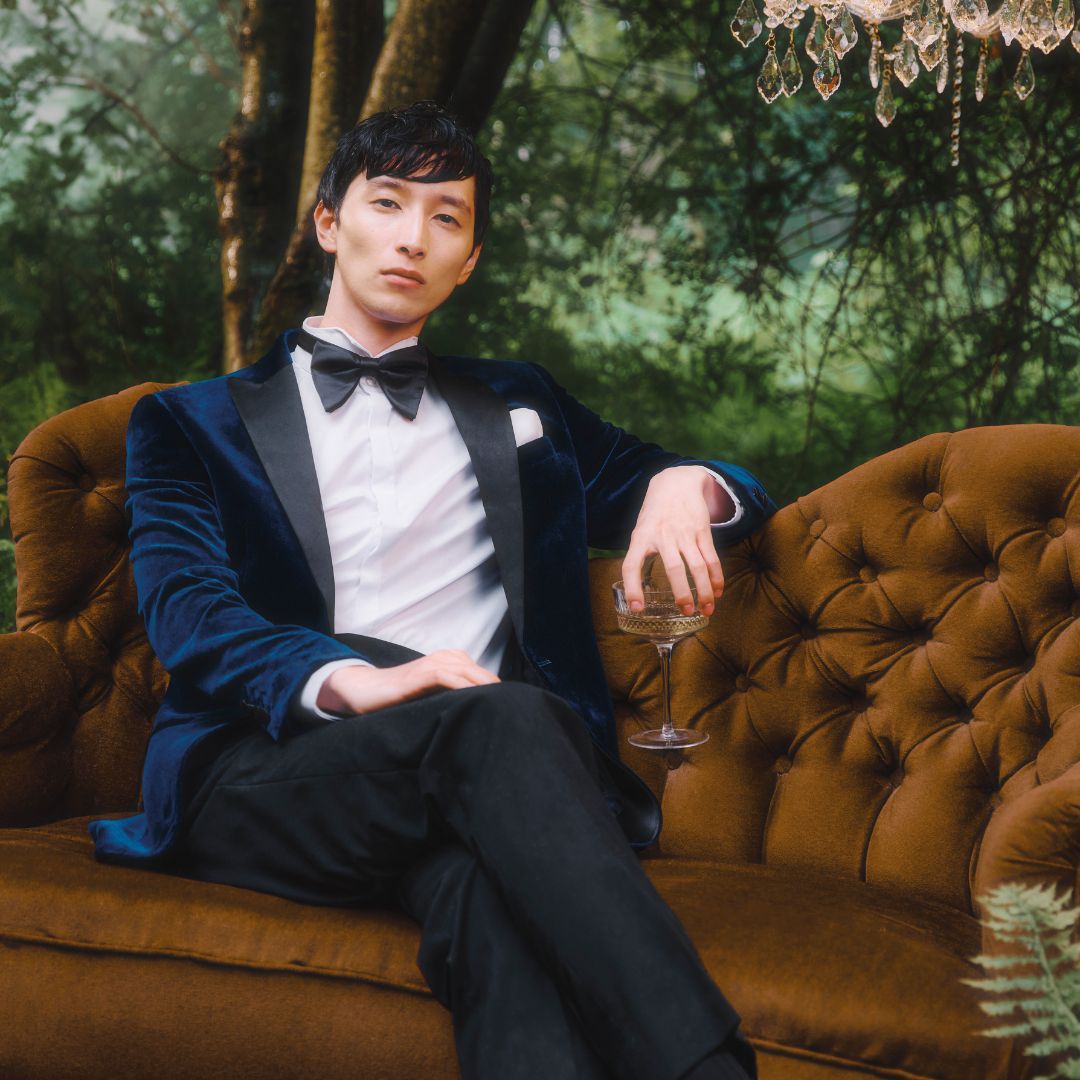 velvet blazer with tie