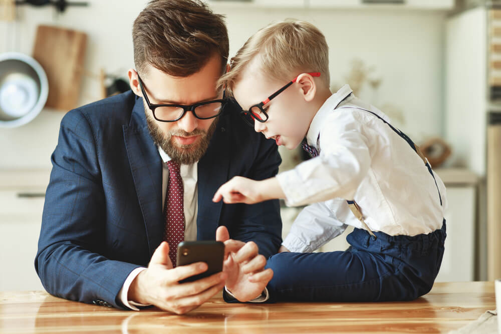 boy’s suit and dad’s suit