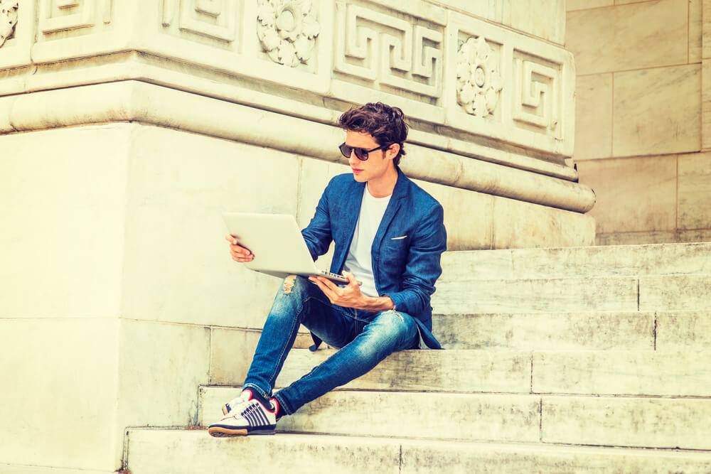 Man with outlet blazer and jeans