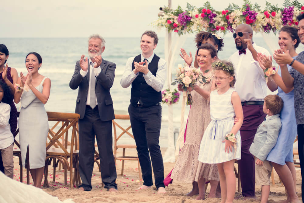 beach wedding guests