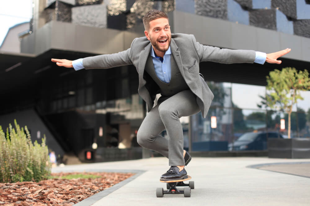 man wearing sharkskin suit