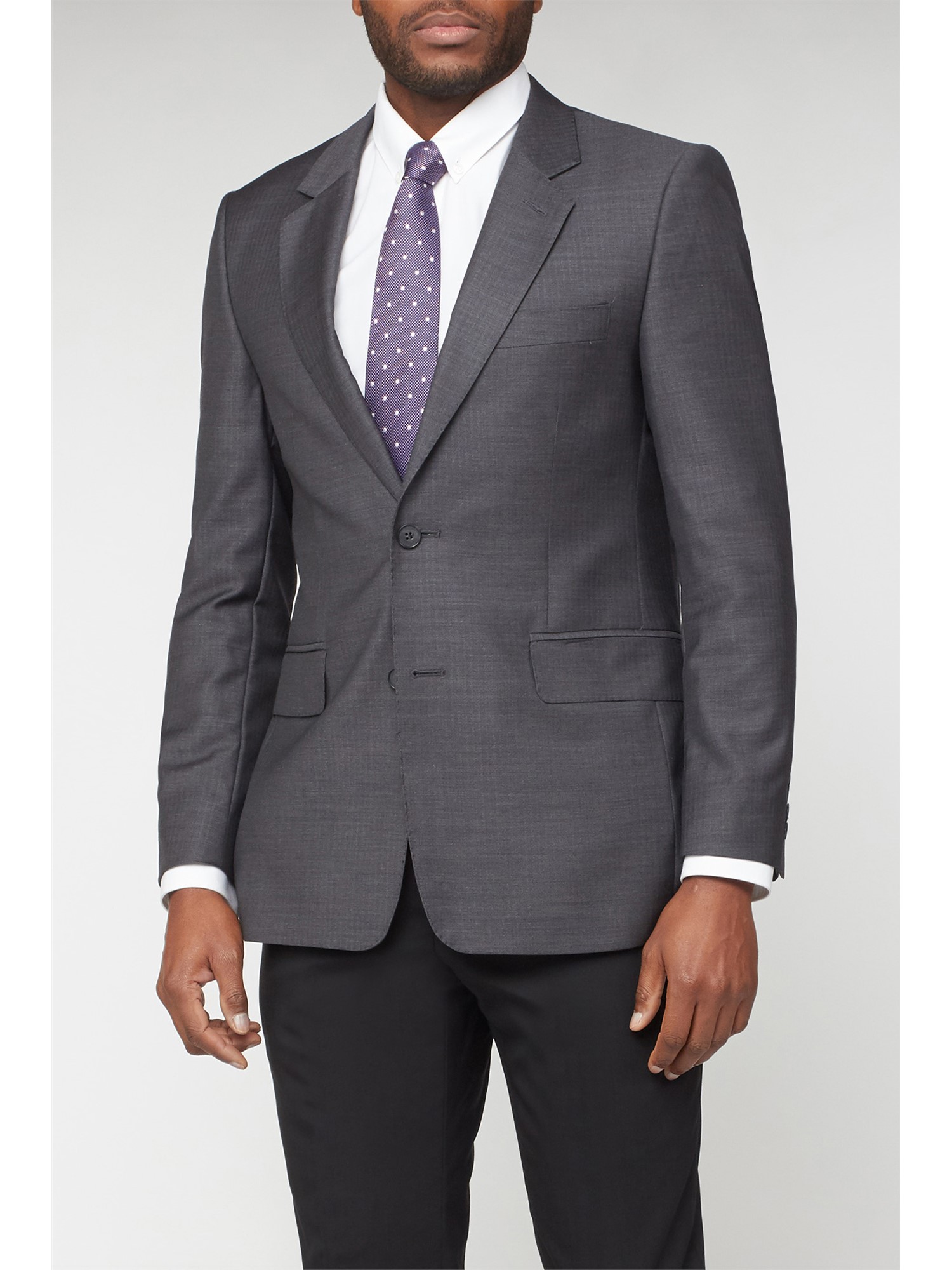 Hammond and Co Hammond & Co. Grey Herringbone Tailored Fit Suit Jacket