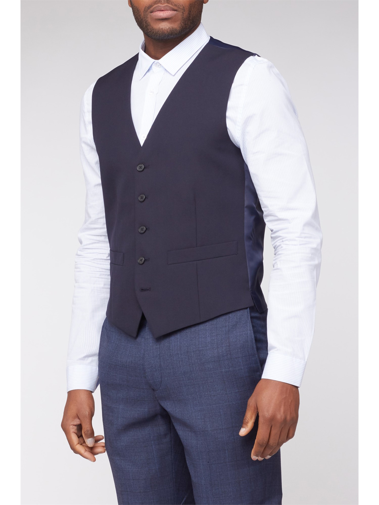 The Collection Regular Fit Navy Waistcoat