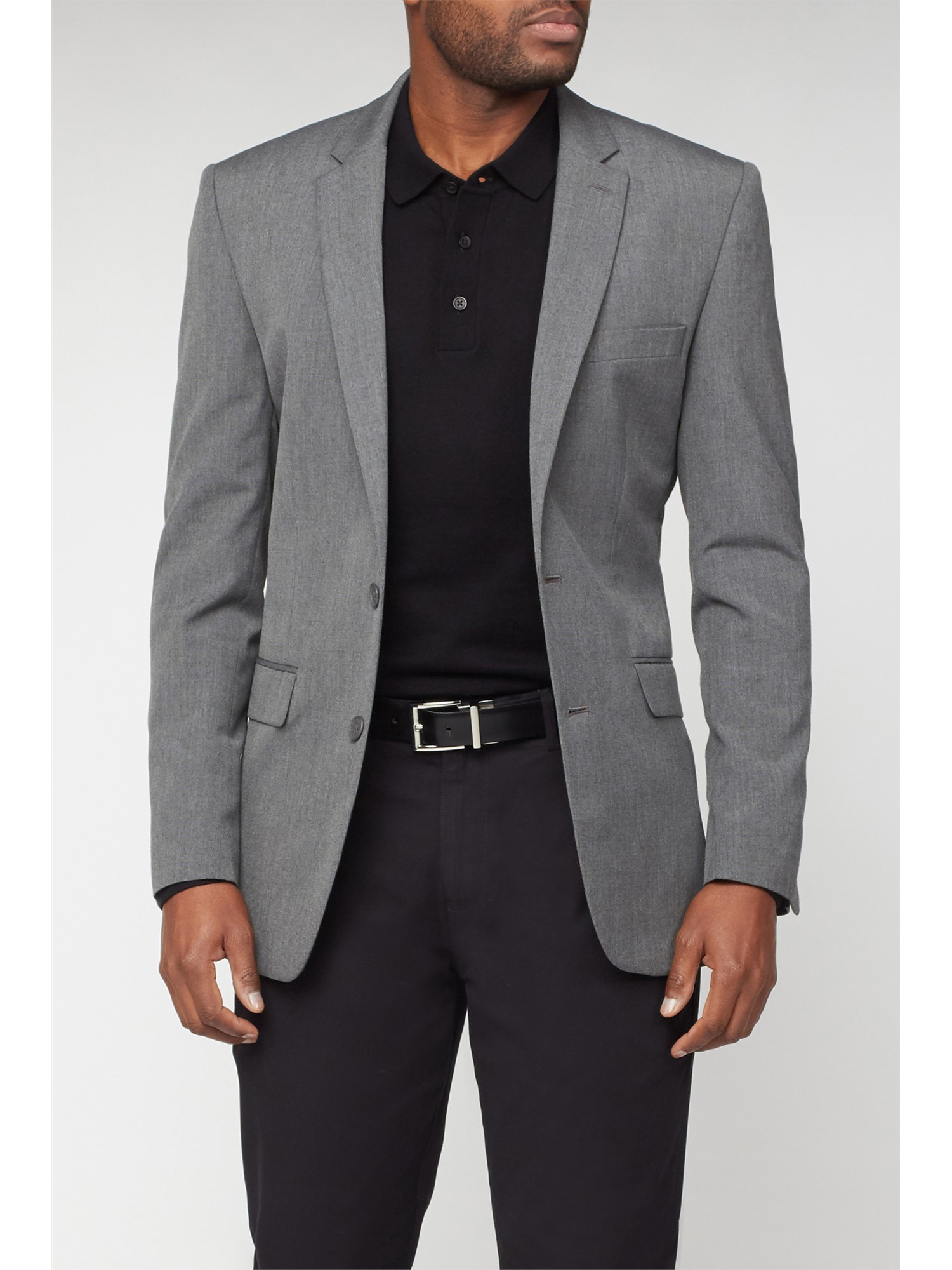 The Collection Grey Semi Plain Tailored Fit Suit Jacket