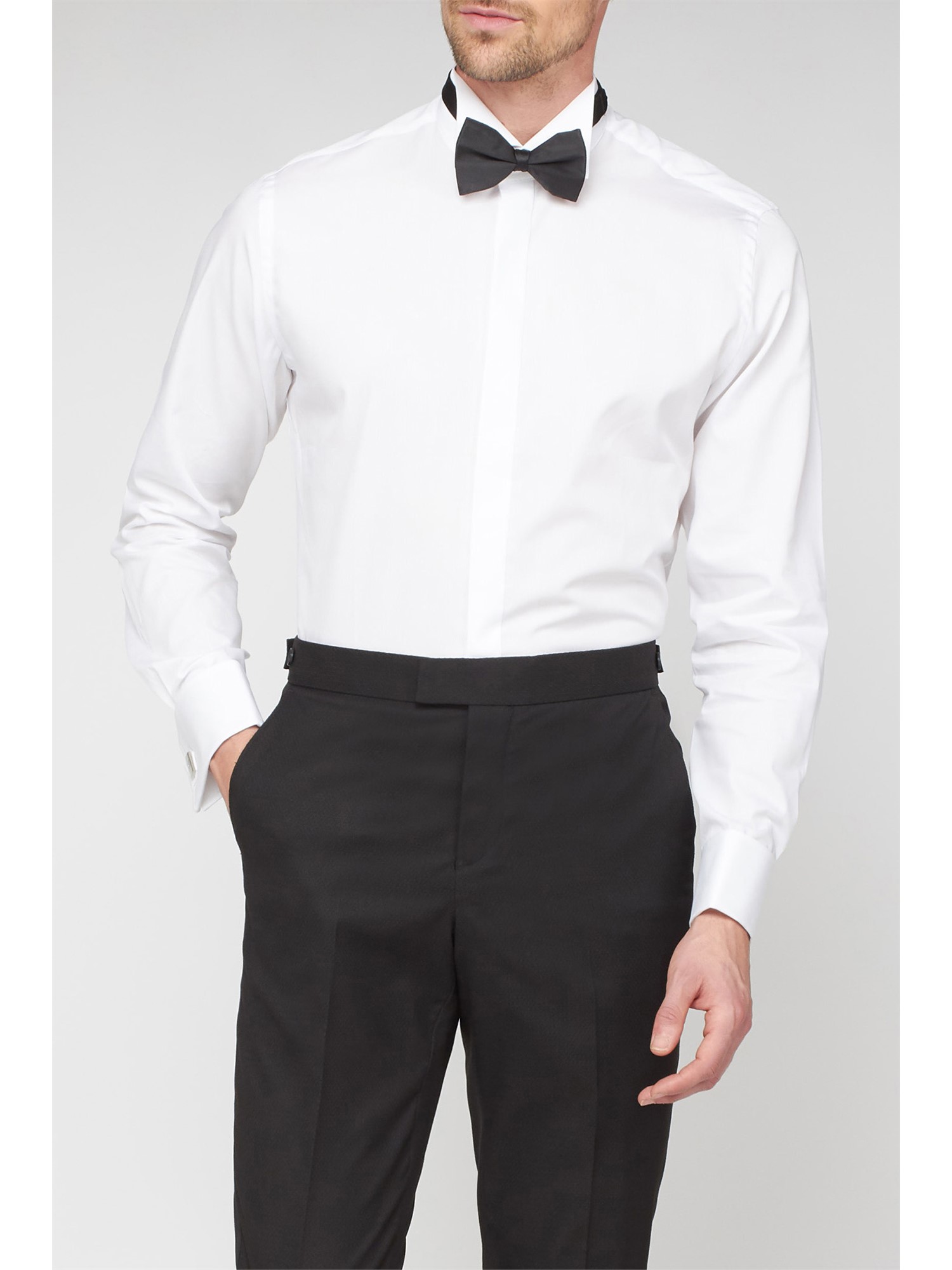 Jeff Banks Stvdio Fly Front Wing Collar Shirt and Bow Tie Set