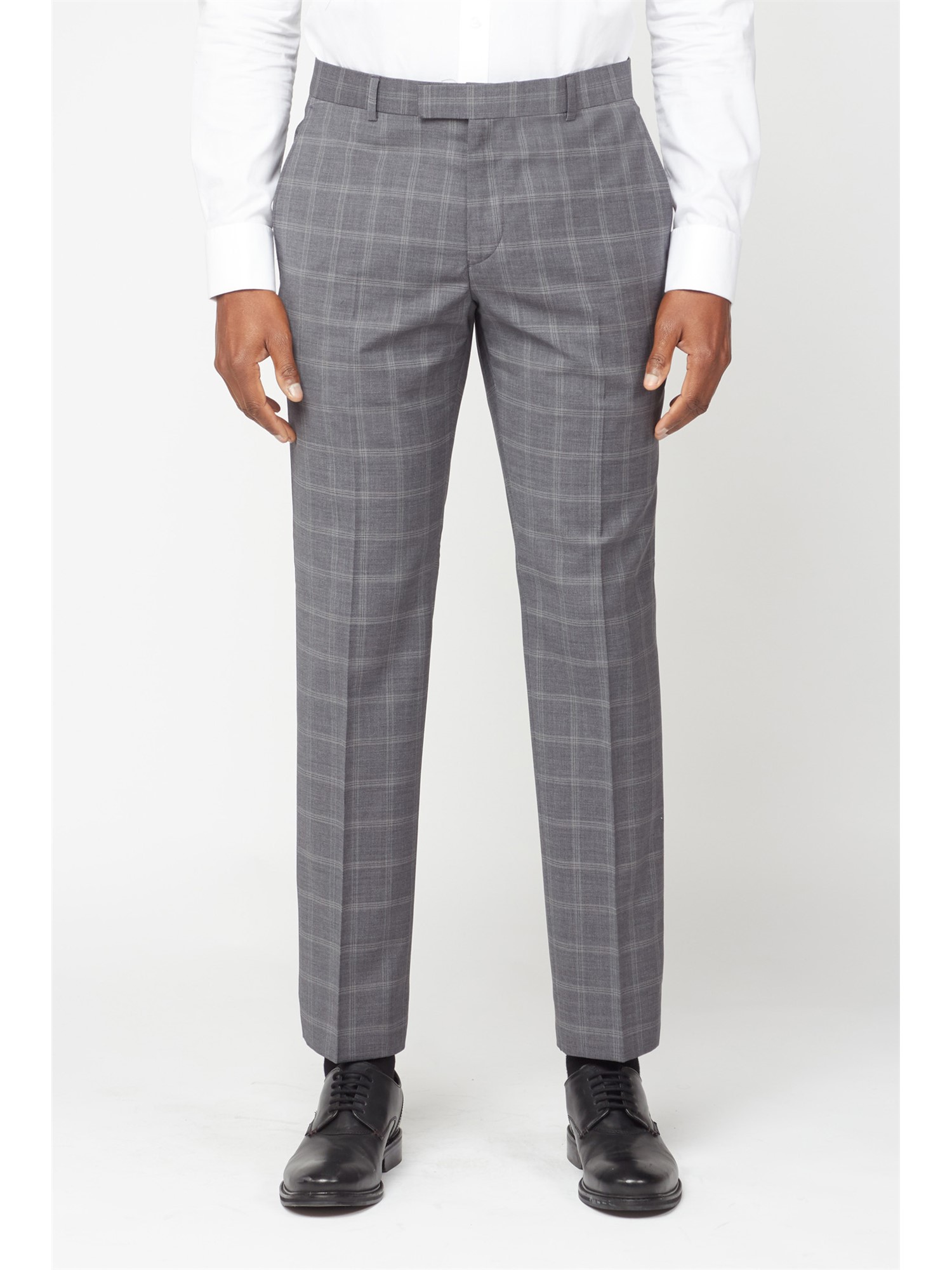 Alexandre of England Crosswall Grey Check Tailored Fit Men's Trousers