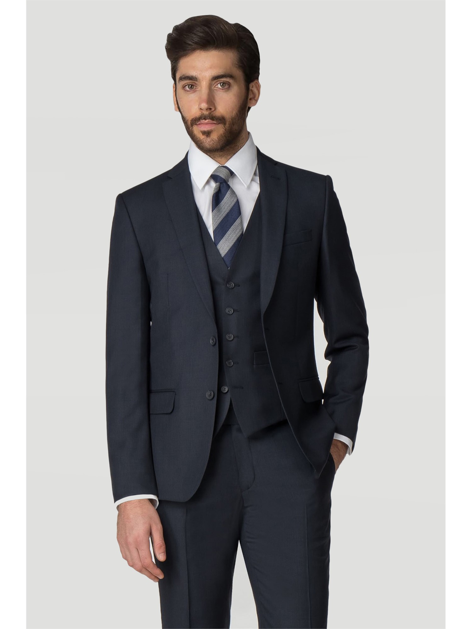 Racing Green Navy Pick & Pick Tailored Fit Suit Jacket