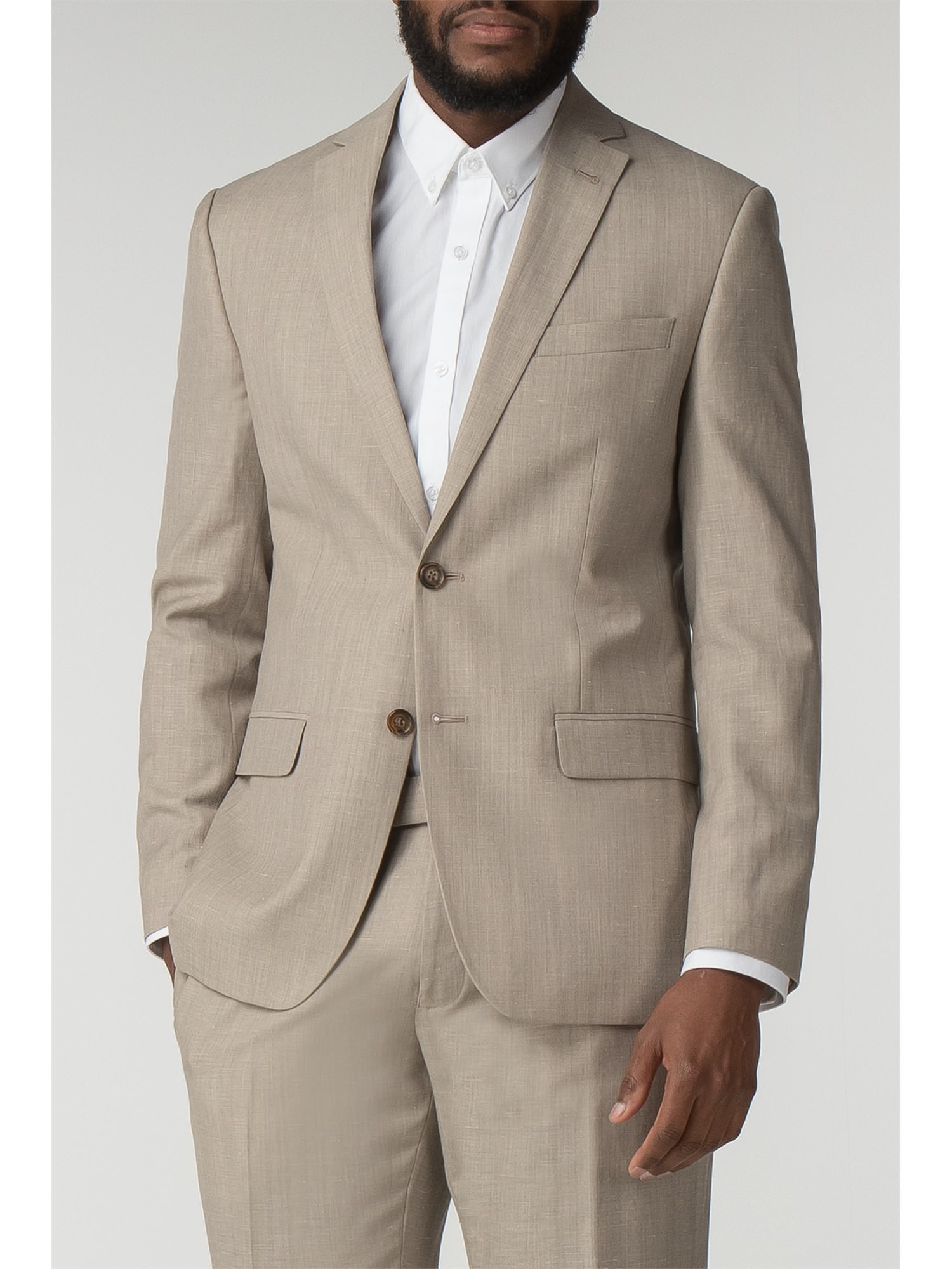 Racing Green Oatmeal Linen Wool Blend Tailored Fit Suit Suit Direct