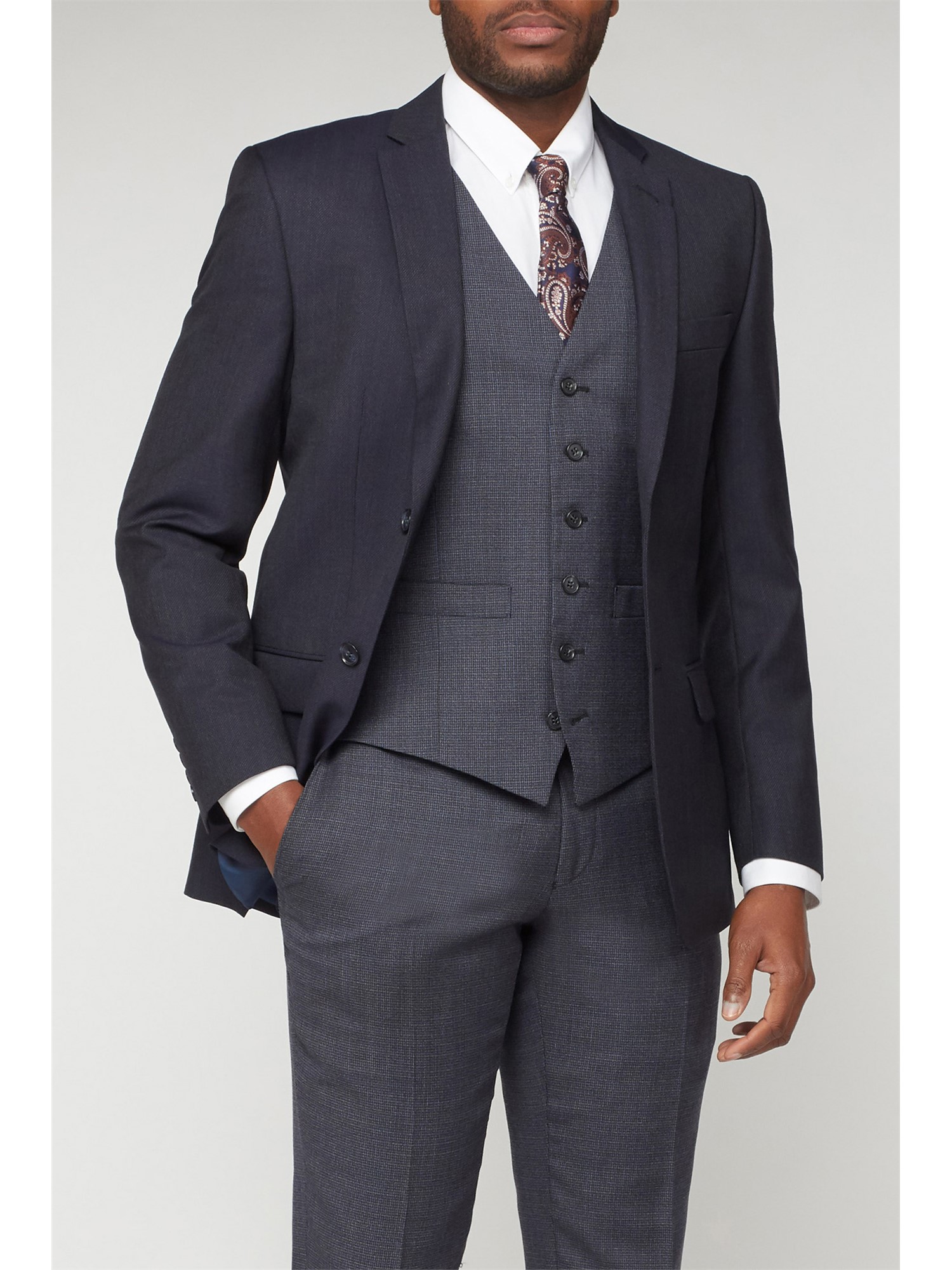 J by Jasper Conran Blue Textured Wool Blend Tailored Fit Suit Jacket