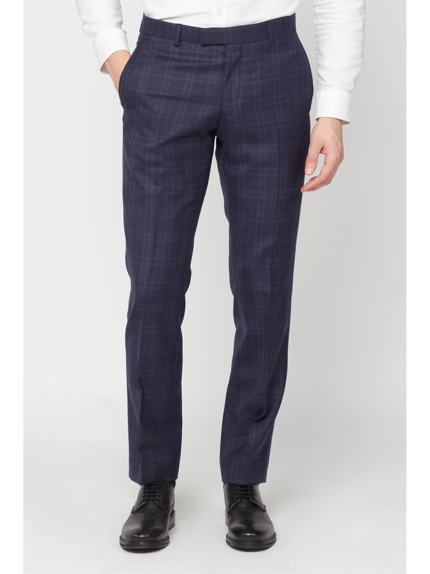 Alexandre of England Enham Navy Check Tailored Fit Men's Trousers