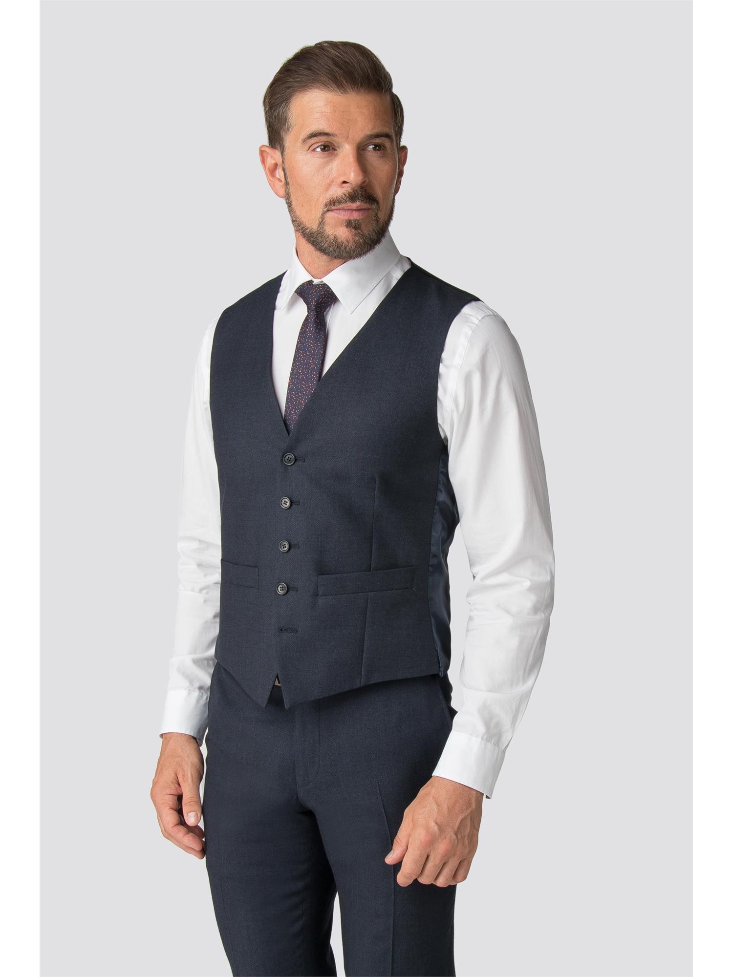 Alexandre of England Adwick Tailored Fit Navy Textured Waistcoat