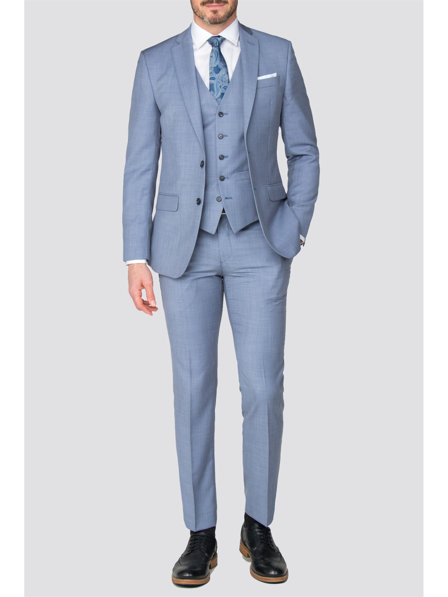 Men's Tailored Fit Light Blue Suit | Wedding Suit | Suit ...