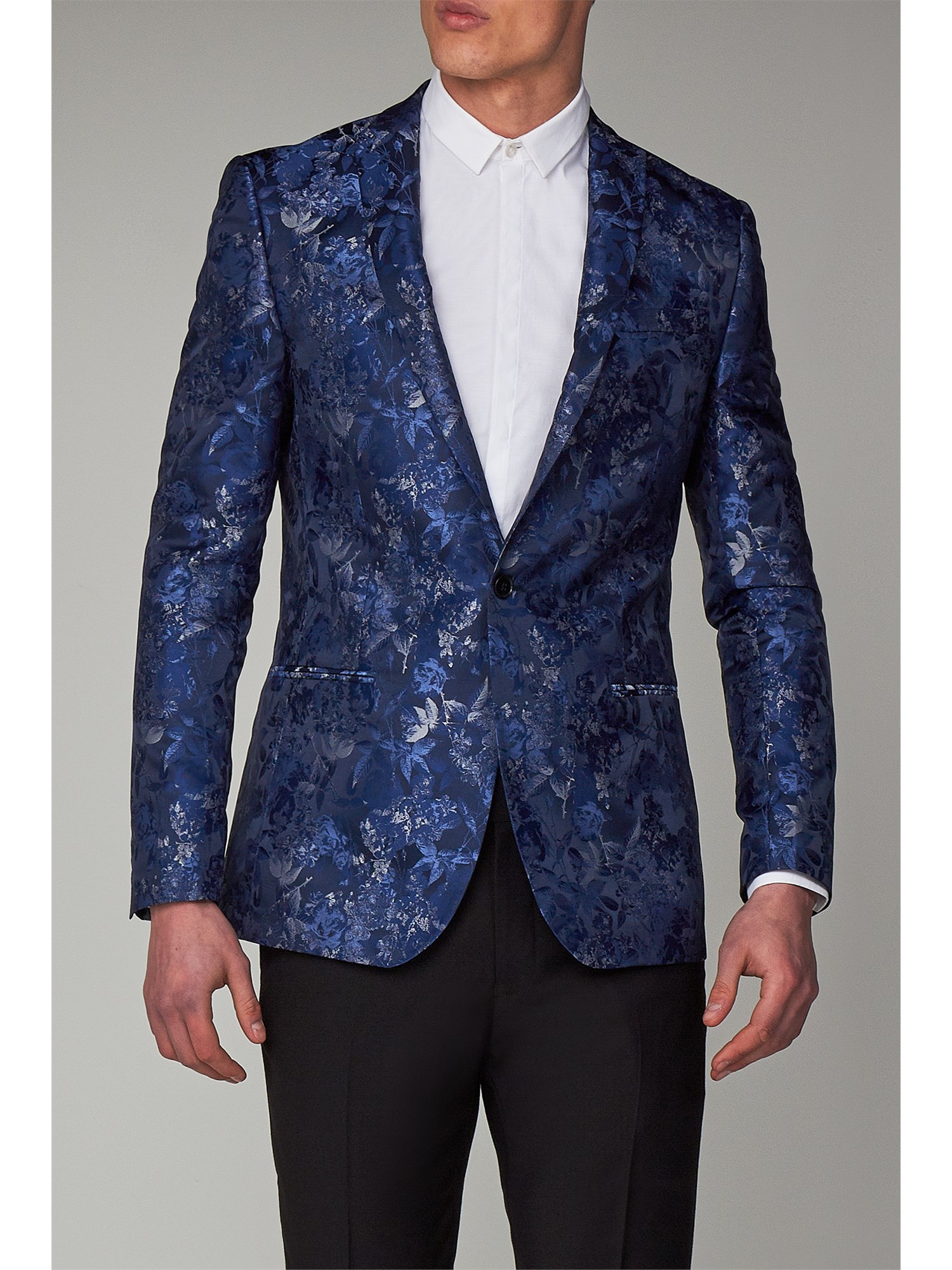 Limehaus navy floral slim fit dress jacket