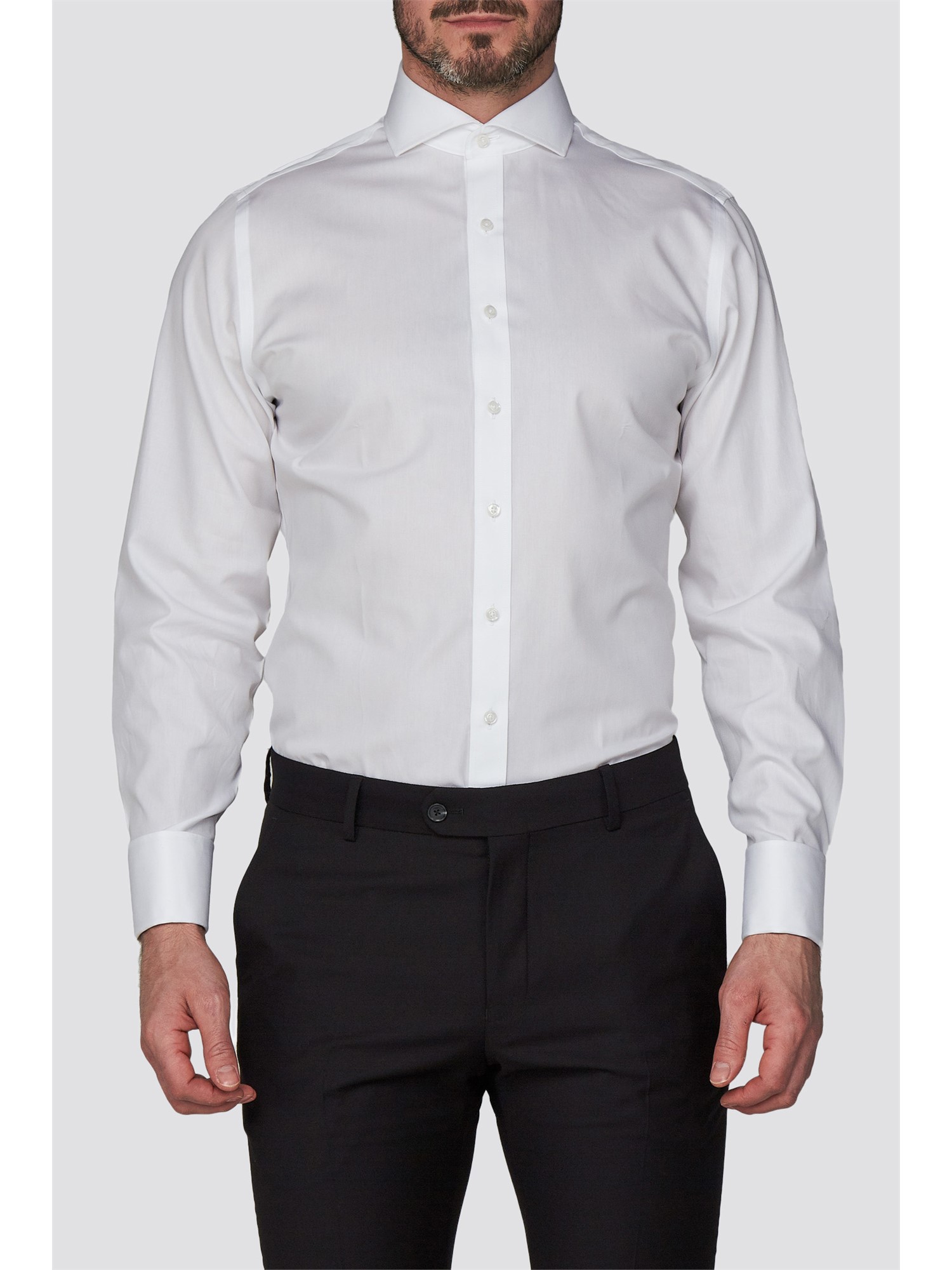 Jeff Banks | White Double Cuff Cutaway Shirt | Suit Direct