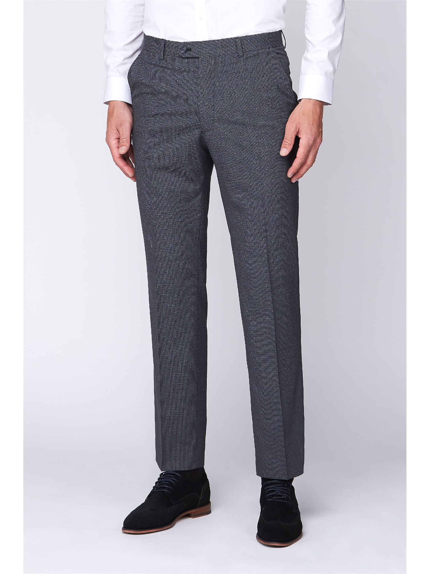 Scott & Taylor Grey with Blue micro check Men's Trousers