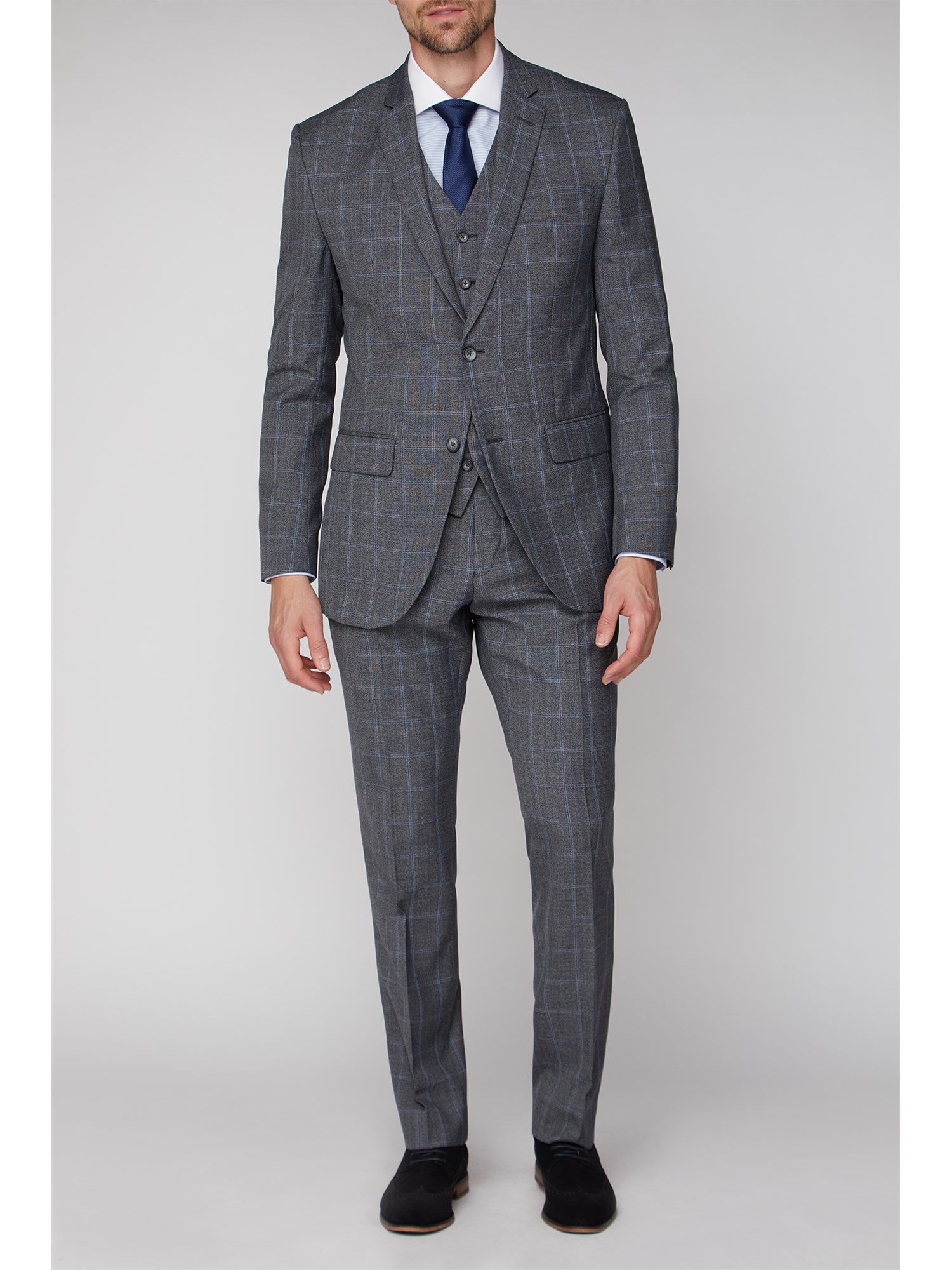 Jeff banks outlet grey windowpane check soho suit