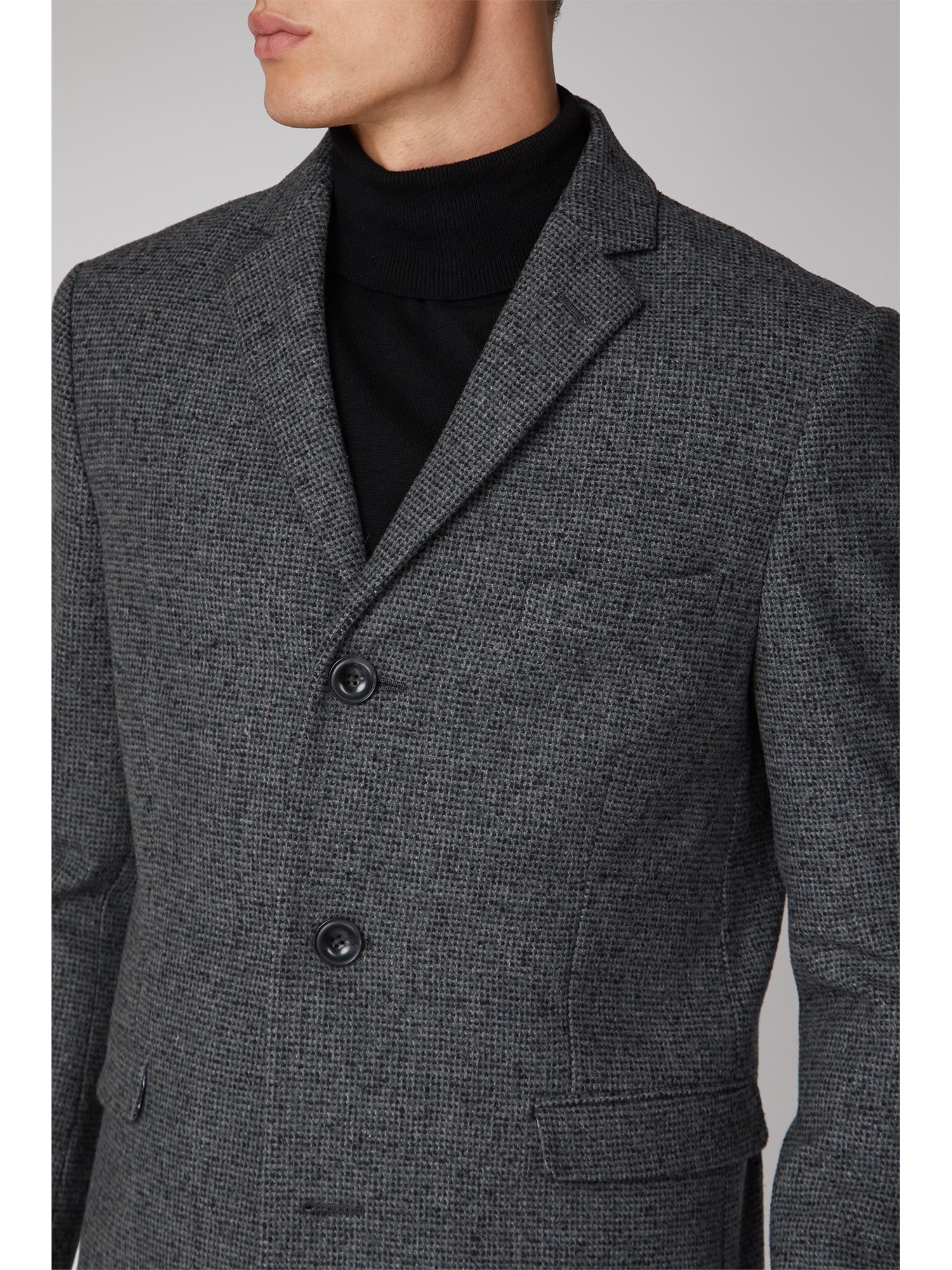 Ben Sherman Men's Dark Grey Overcoat Suit Direct