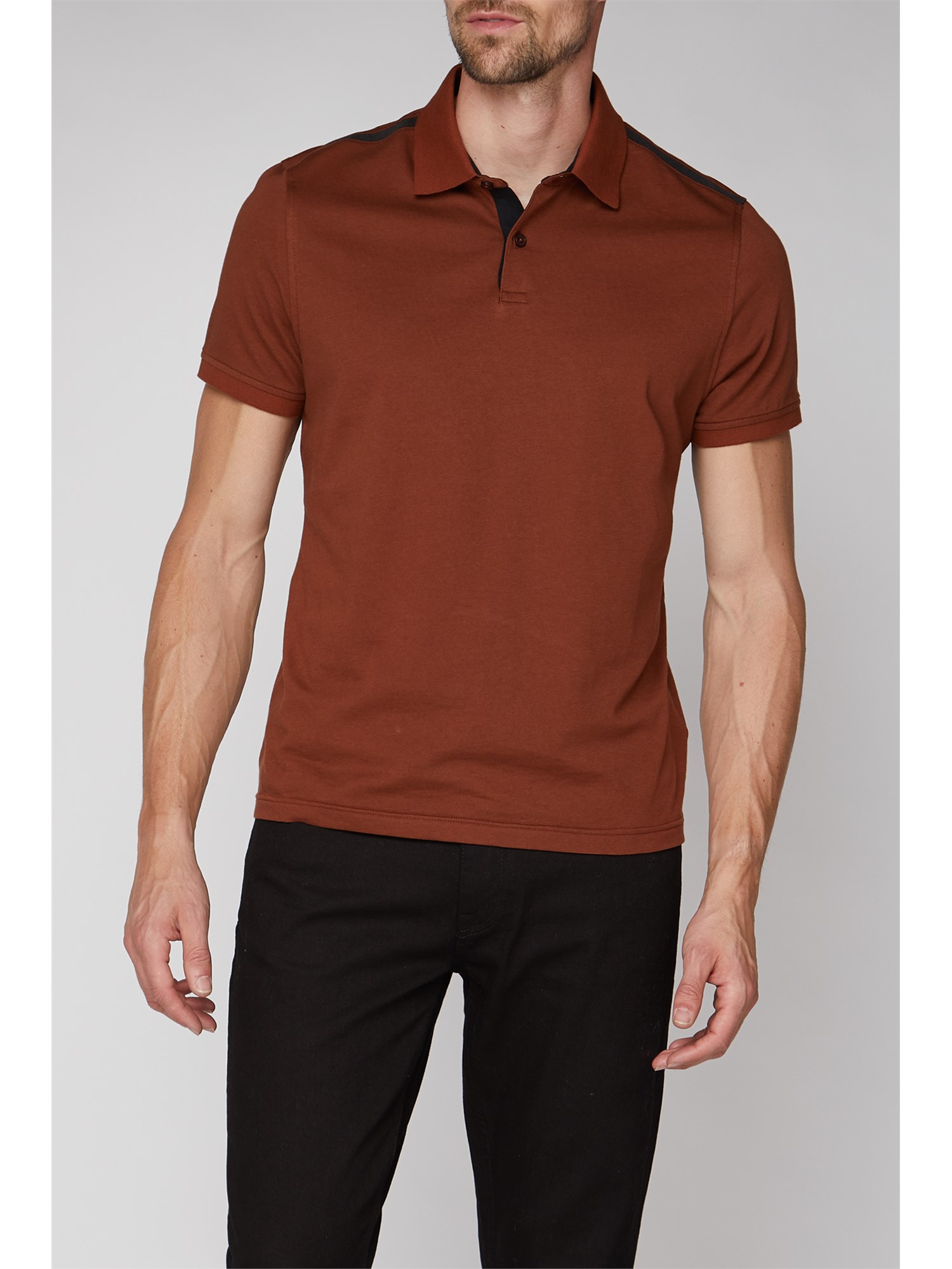 Jeff Banks | Short Sleeve Orange & Navy Polo Shirt | Suit Direct