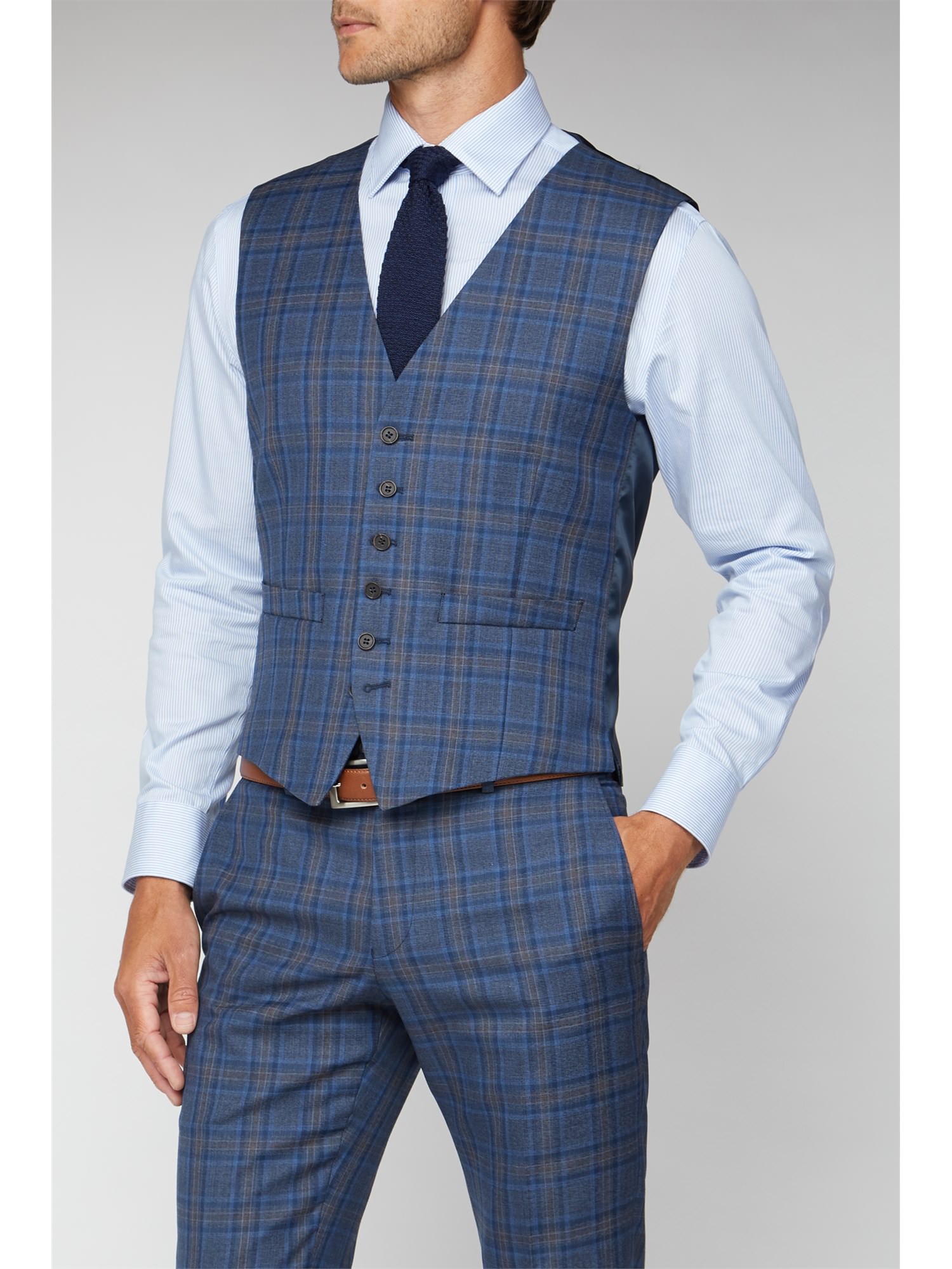 Racing Green | Blue & Rust Checked Tailor Fit Suit | Suit Direct