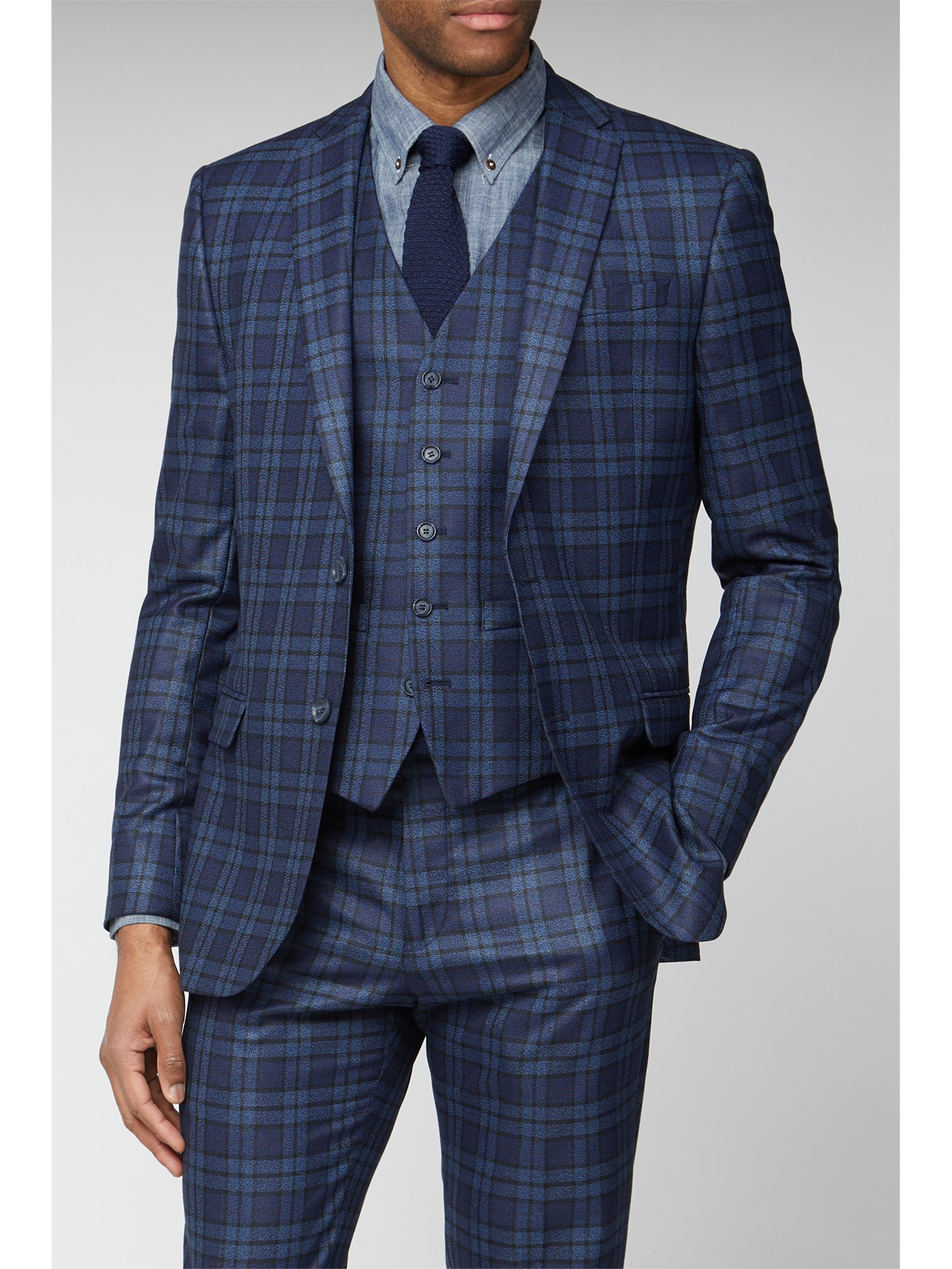 Limehaus | Blue Bold Checked Slim Fit Suit | SuitDirect.co.uk