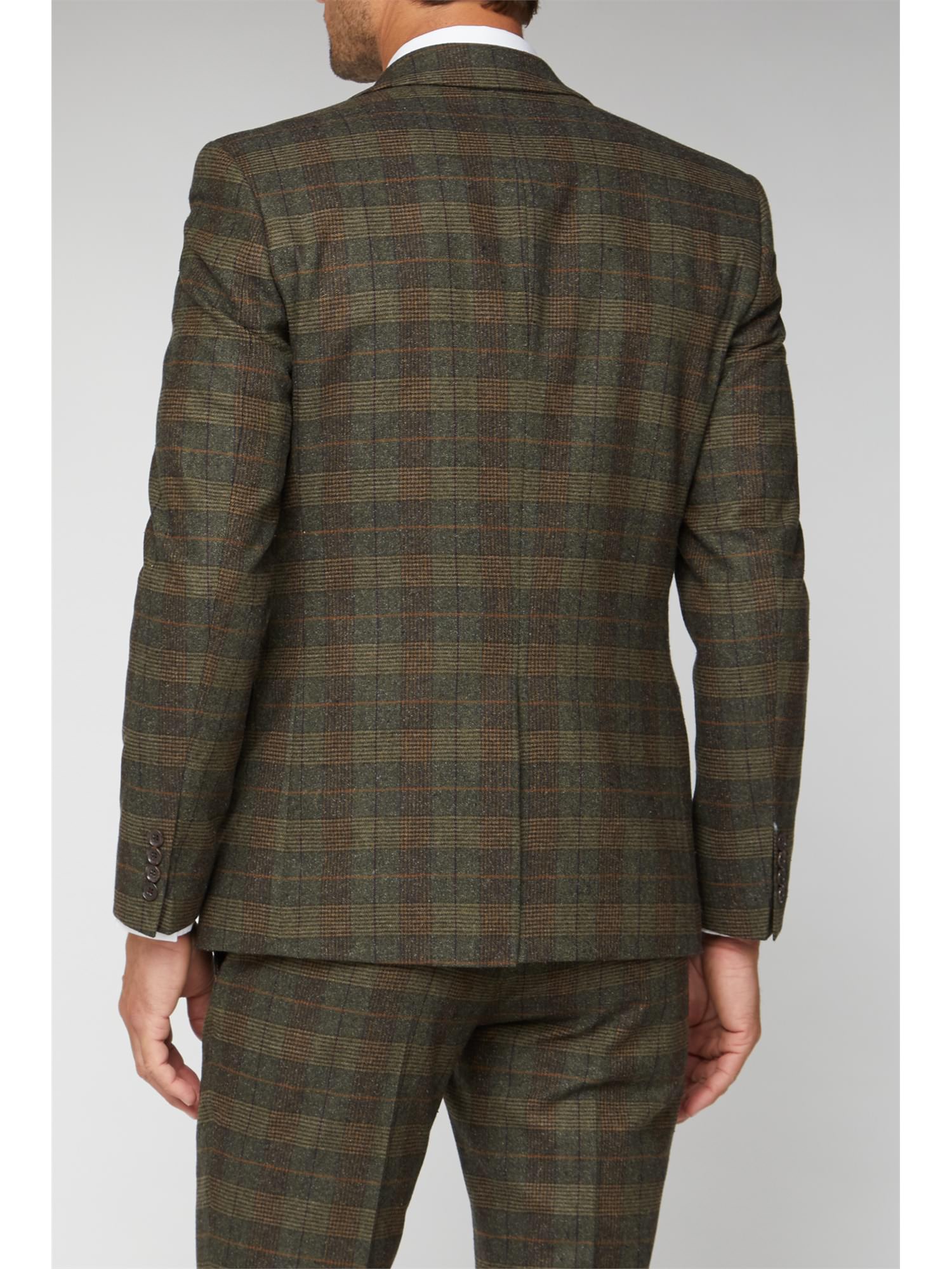 Racing Green | Green Tweed Checked Tailor Fit Suit | Suit Direct