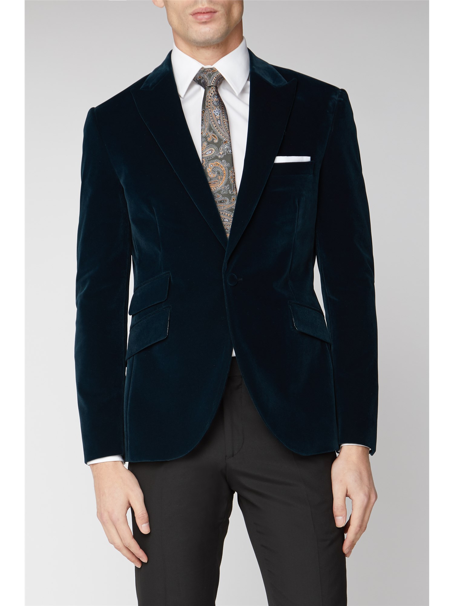 Lambretta | Petrol Blue Velvet Dinner Jacket | SuitDirect.co.uk