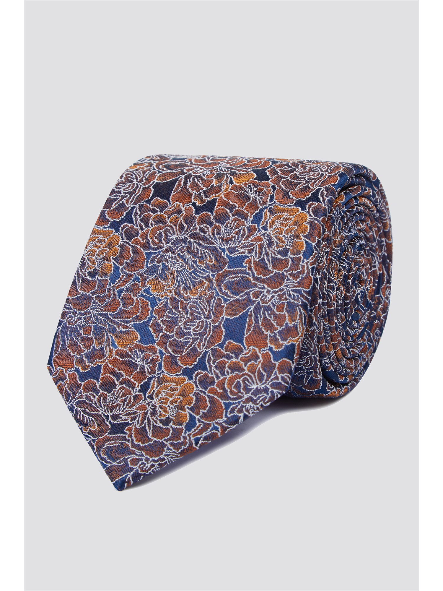 Jeff Banks Studio Burnt Orange Carnations Tie Burnt Orange