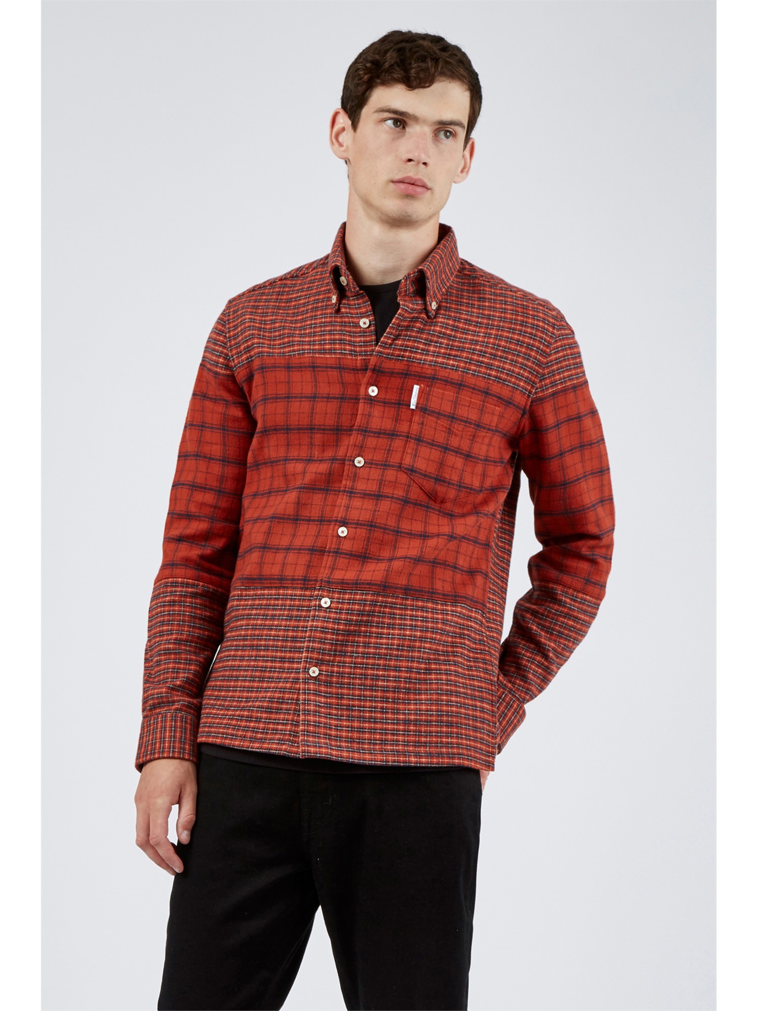 ben sherman burnt orange double face checked shirt