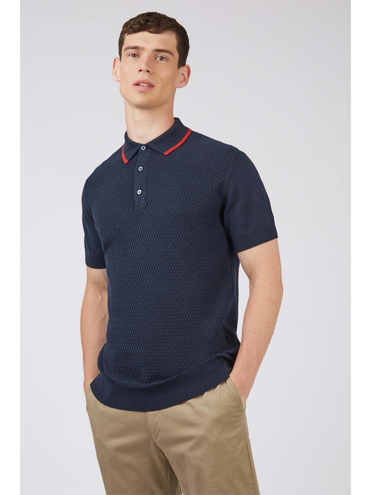 ben sherman textured front polo