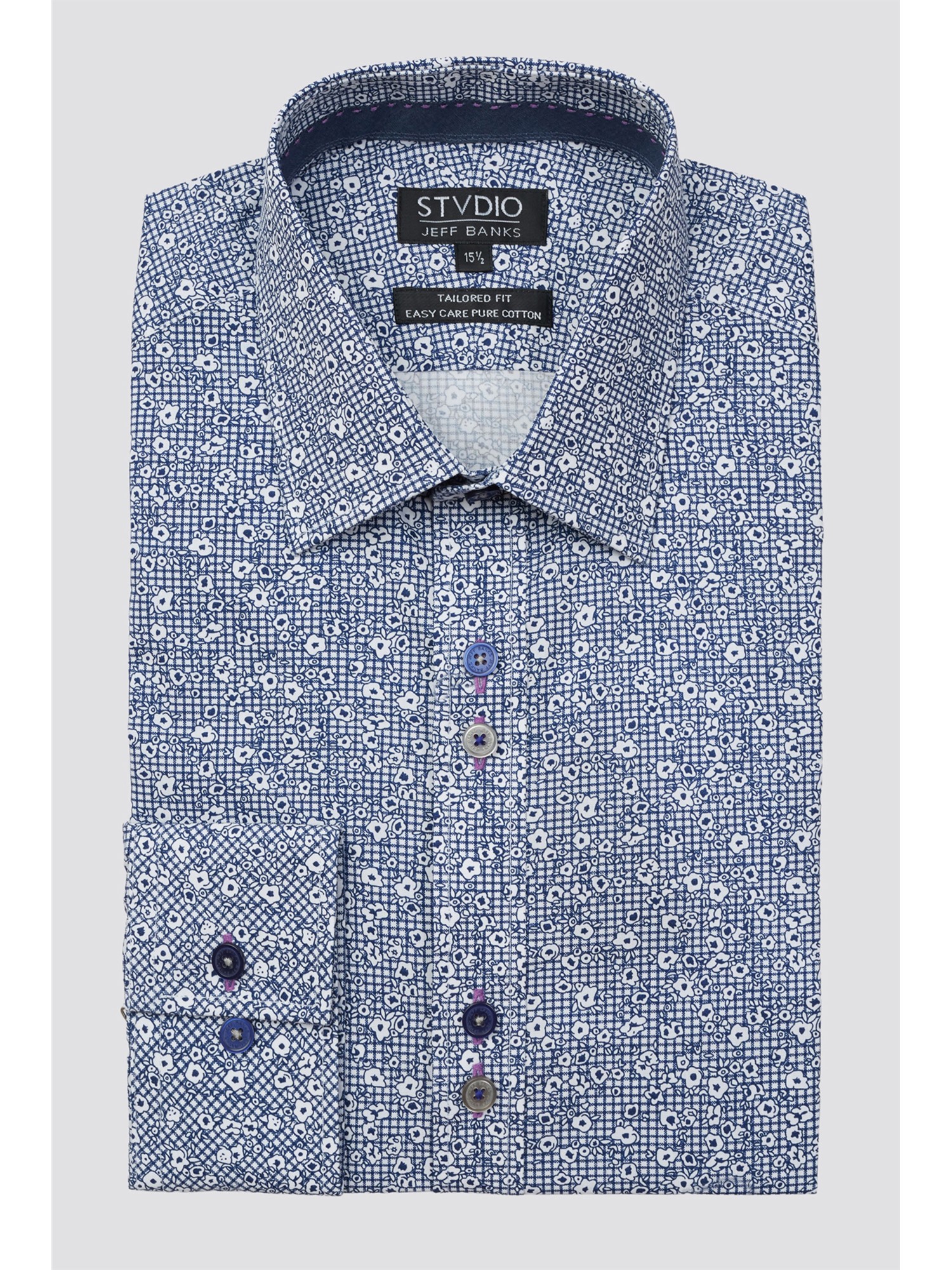 Jeff Banks Stvdio Printed Check Floral Shirt