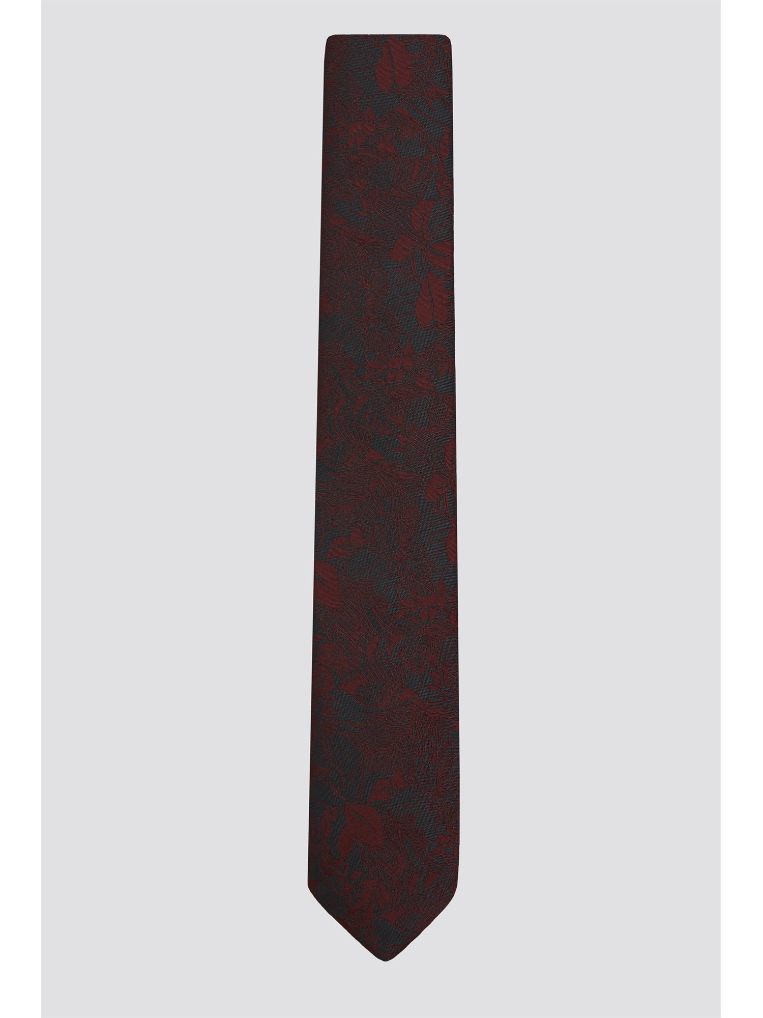 Racing Green Burgundy Sketch Hawaiian Floral Tie Burgundy