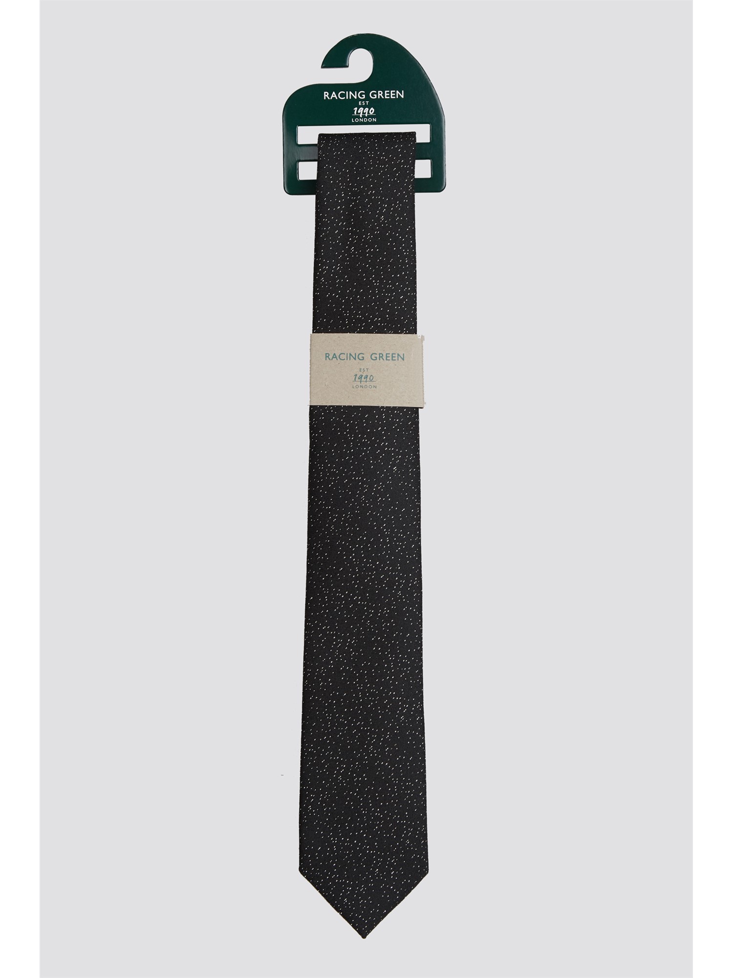 Racing Green Black and Silver Scatter Glitter Tie Black