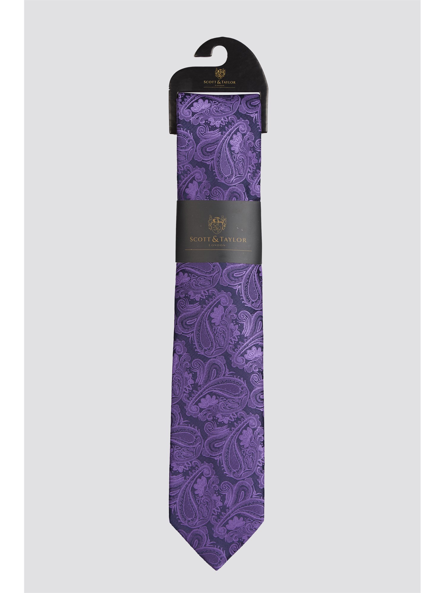 Scott & Taylor Purple Tonal Small Paisley Tie Purple