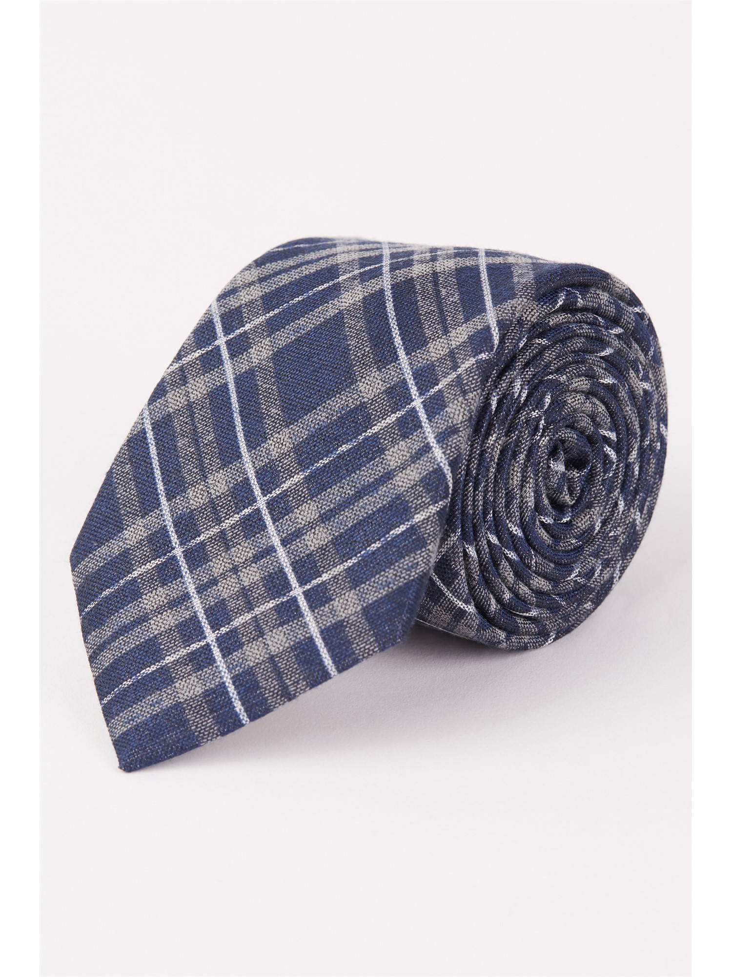 Jeff Banks Blue & Grey Checked Tie Blue