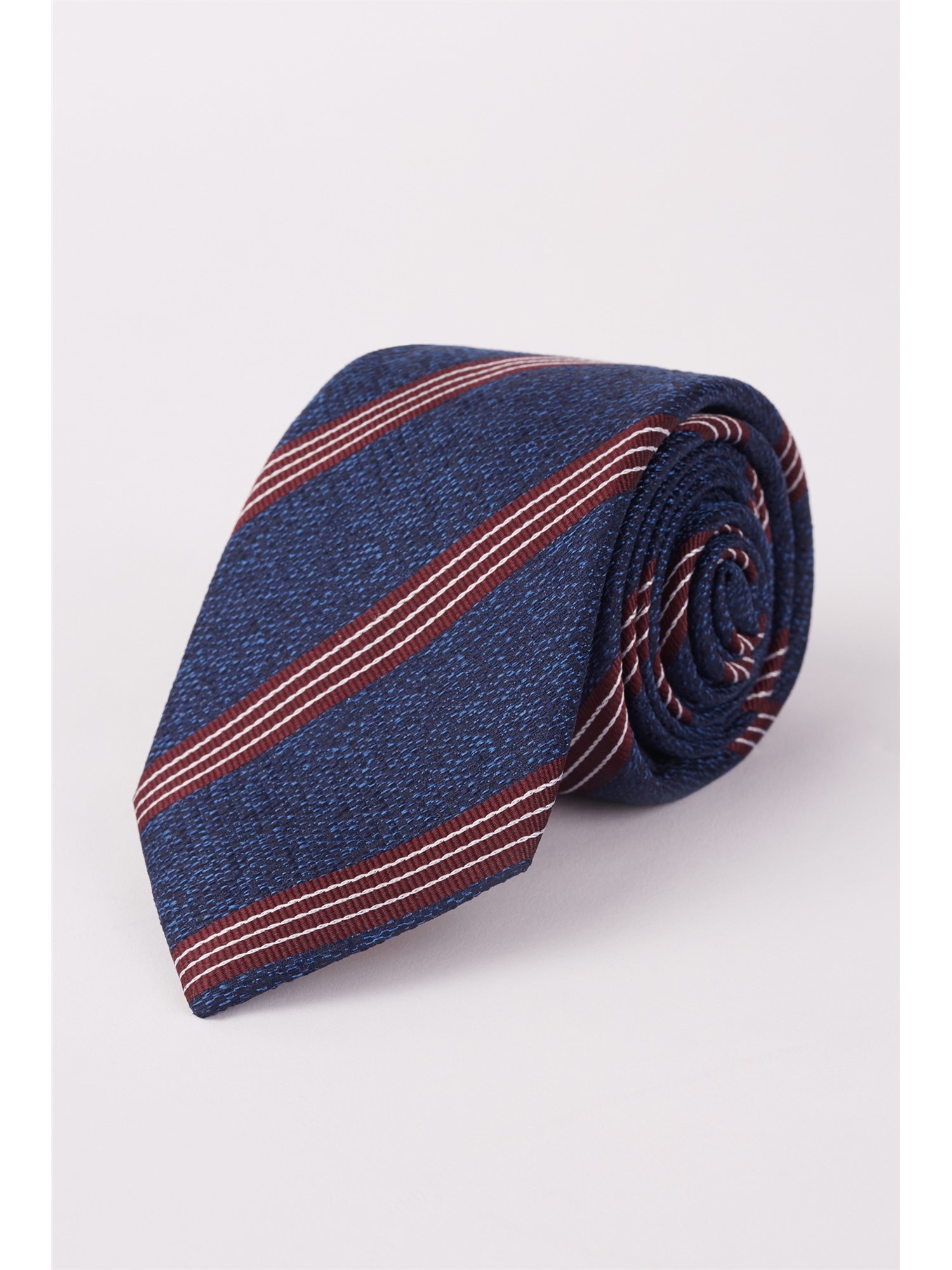 Jeff Banks Navy & Burgundy Stripe Tie Navy