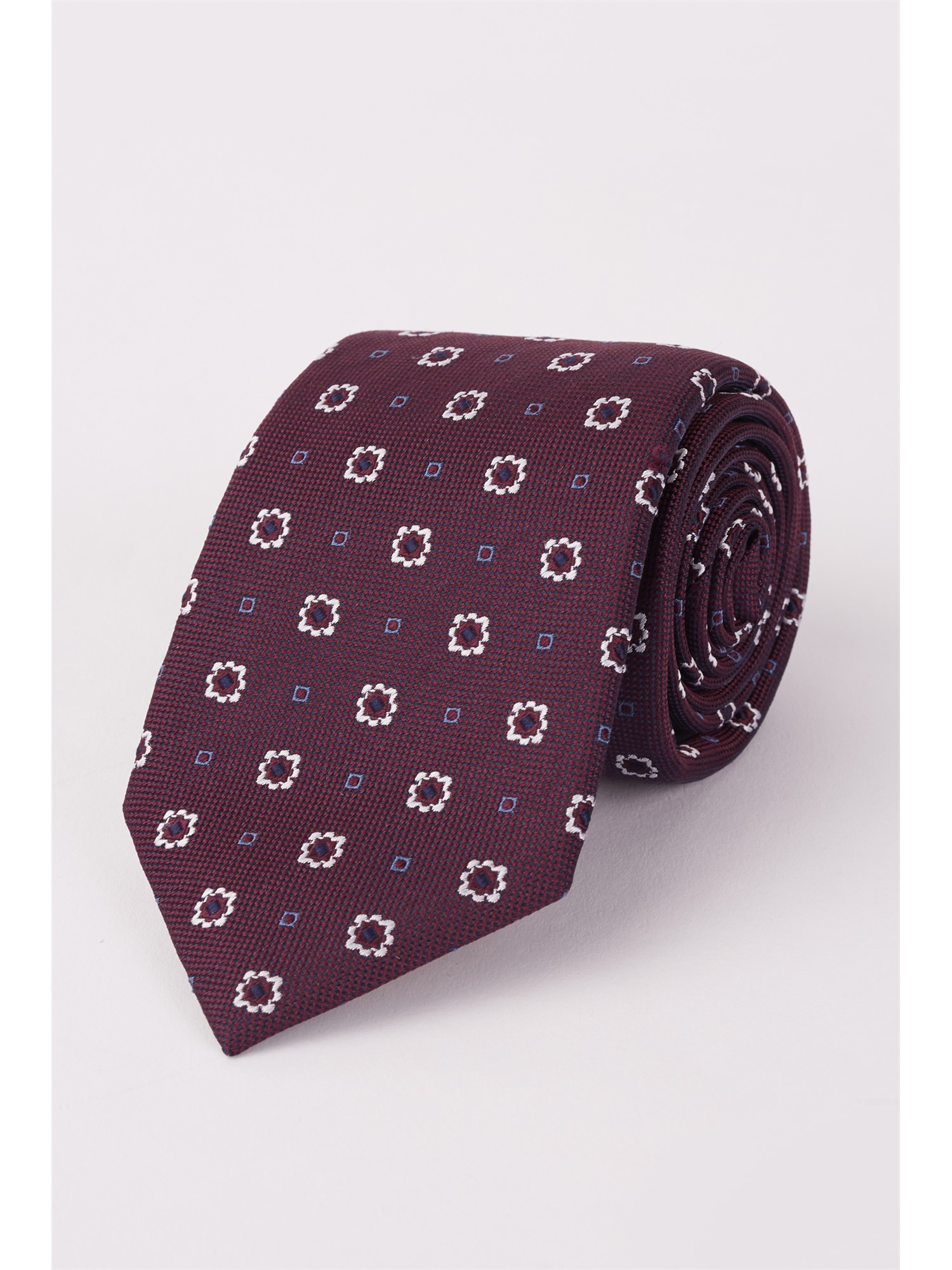 Jeff Banks Burgundy Foulard Design Tie Burgundy