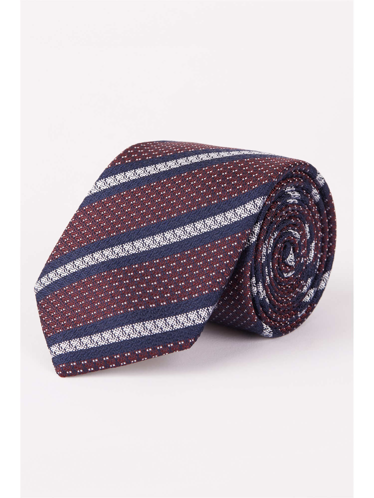 Jeff Banks Burgundy & Navy Stripe Tie Burgundy