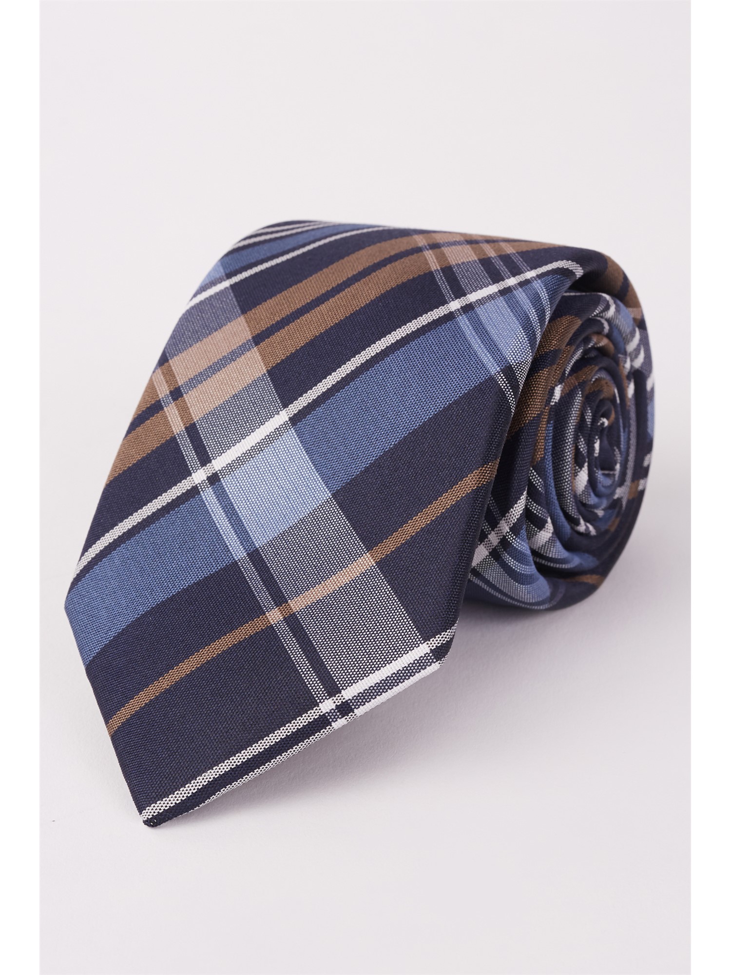 Jeff Banks Navy, Blue & Taupe Check Tie Navy