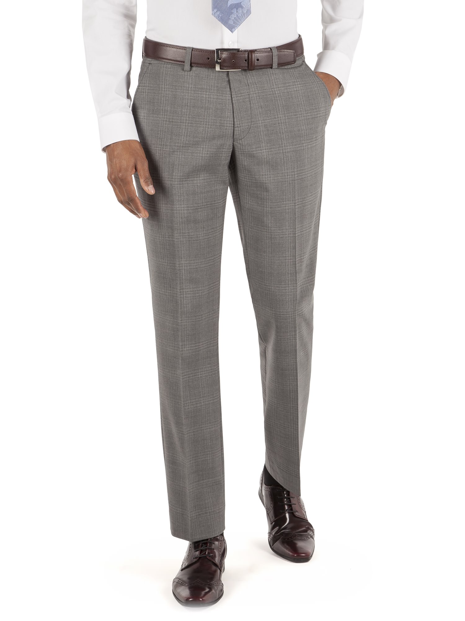 Alexandre of England Grey Check Tailored Fit Suit Trouser