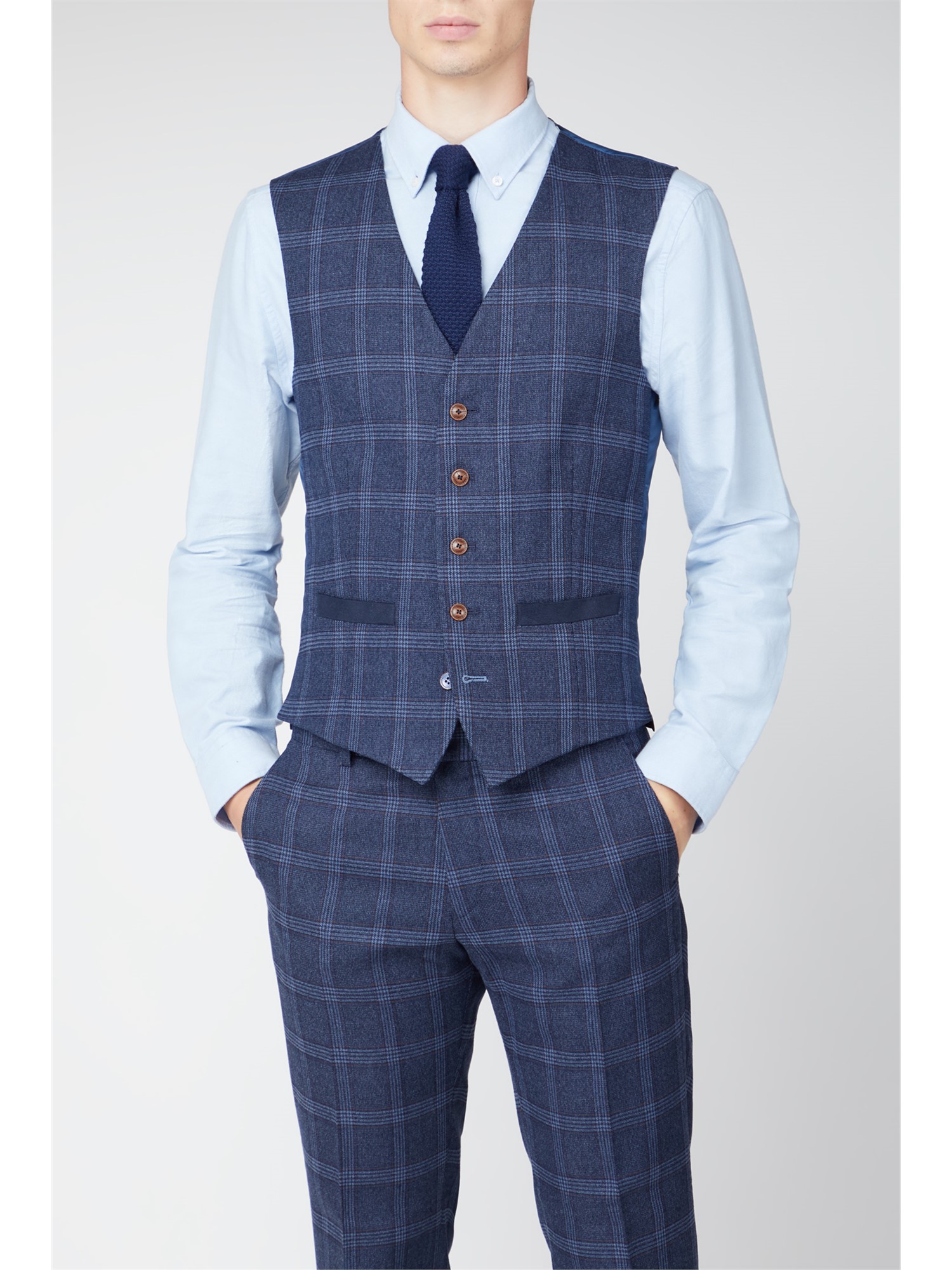 Antique Rogue Navy Tweed with Blue Overcheck Waistcoat