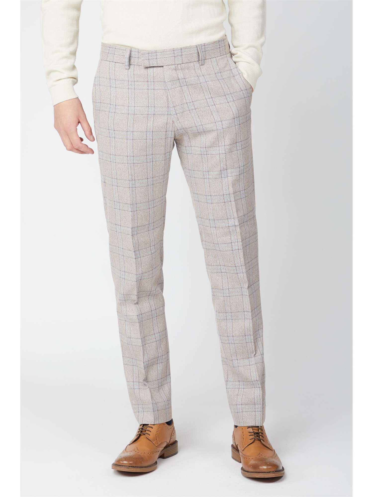 Antique Rogue Cream Tweed with Taupe Overcheck Men's Trousers