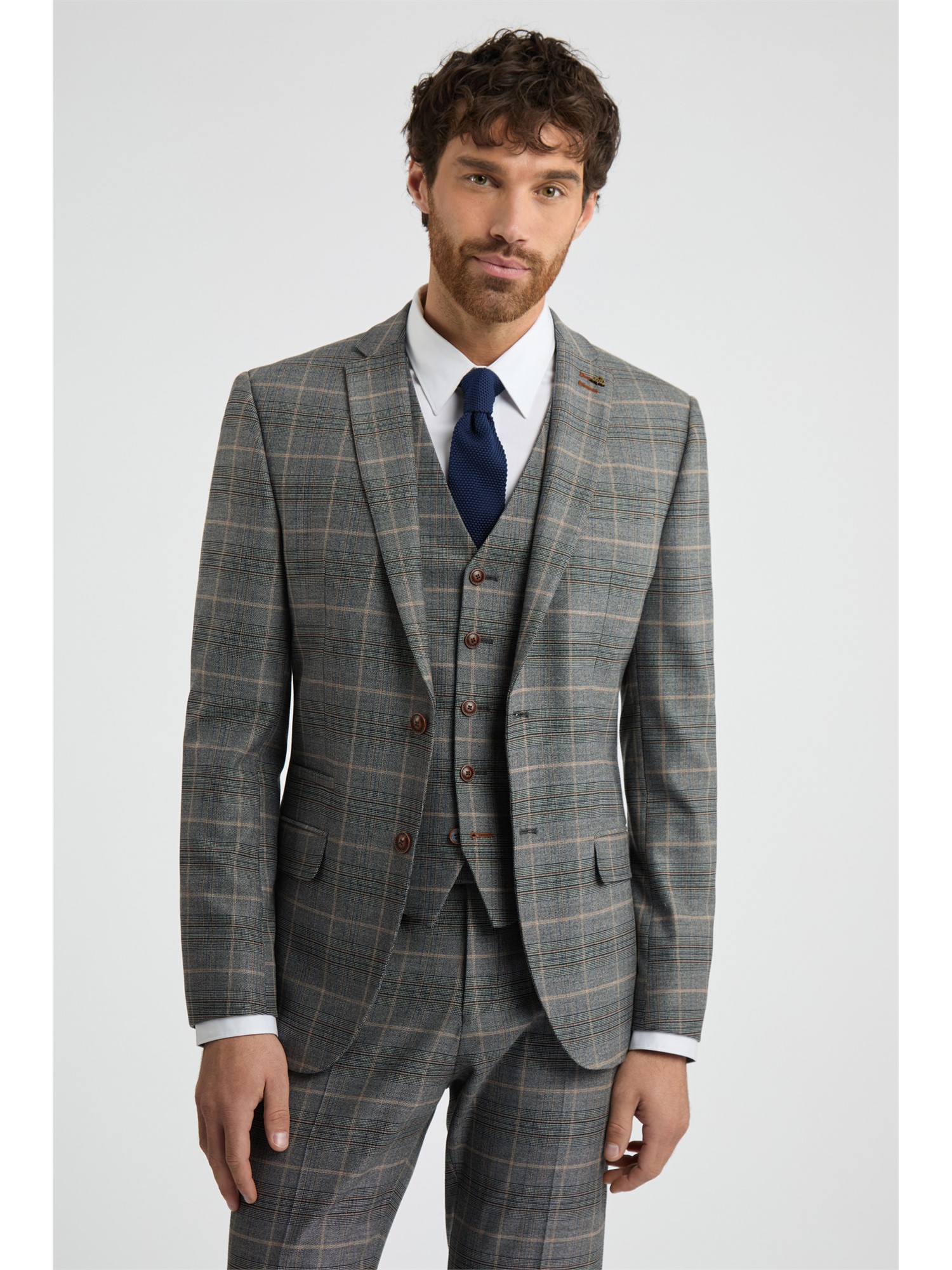 Antique Rogue Grey With Tan Checked Jacket