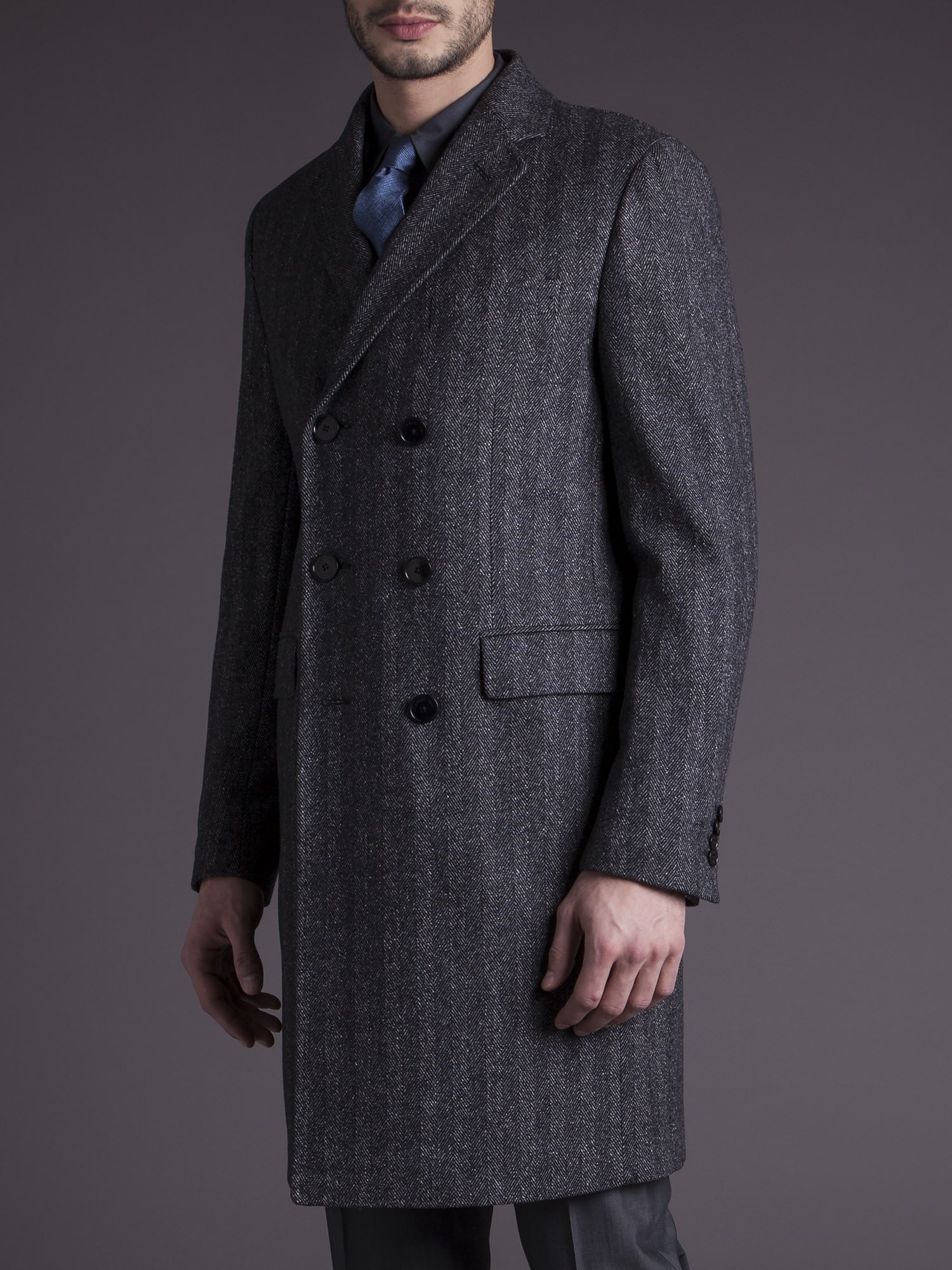 Cerruti 1881 cerruti 1881 grey herringbone overcoat