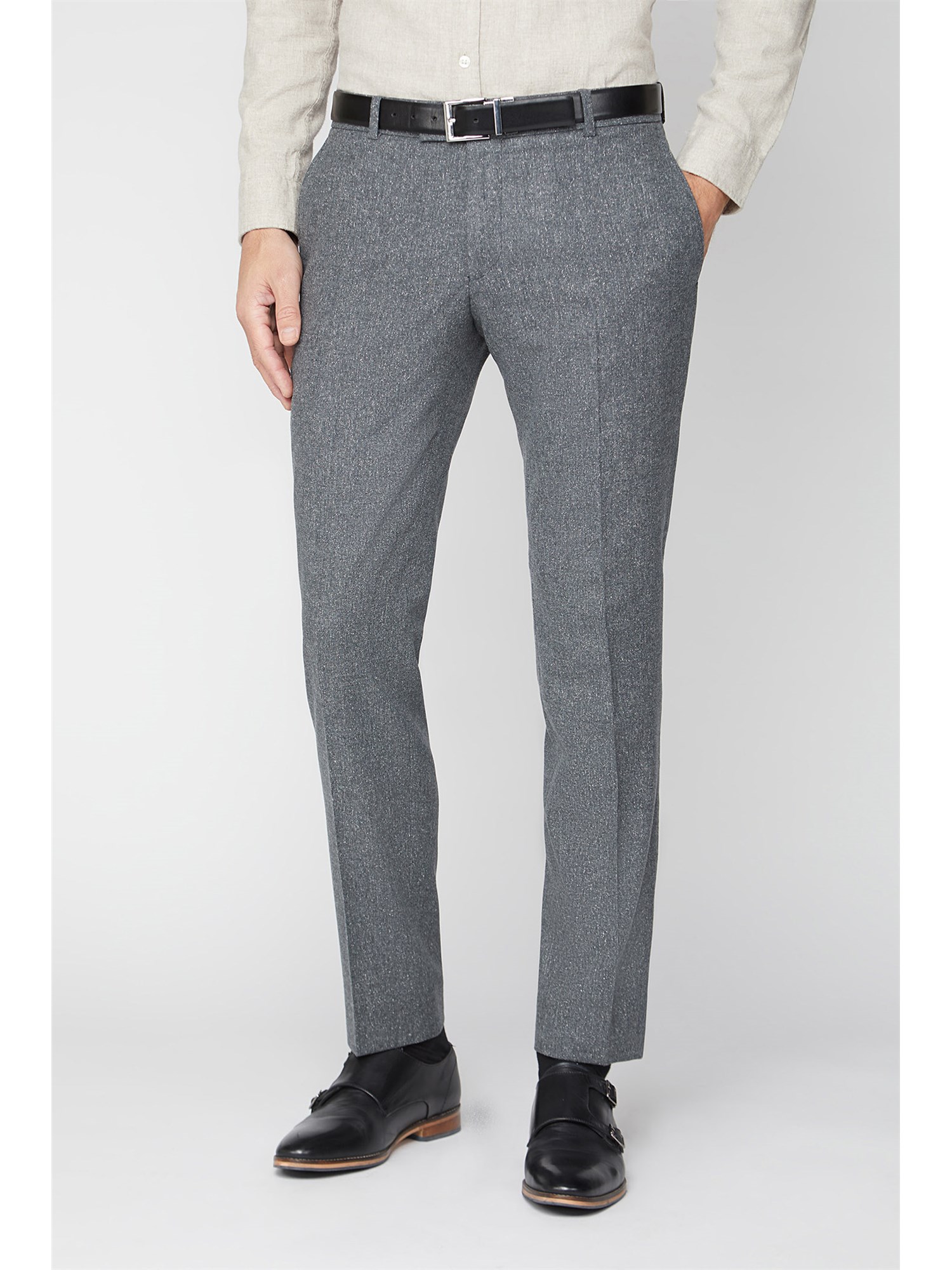 Gibson London Grey Tweed Slim Fit Men's Trousers