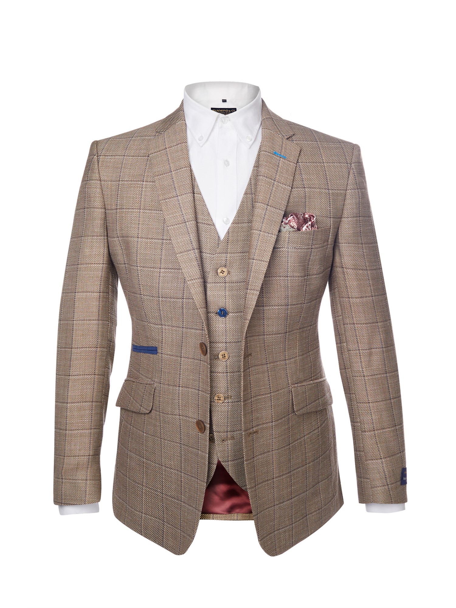 Scott by The Label Stone & Blue Overcheck Suit Jacket