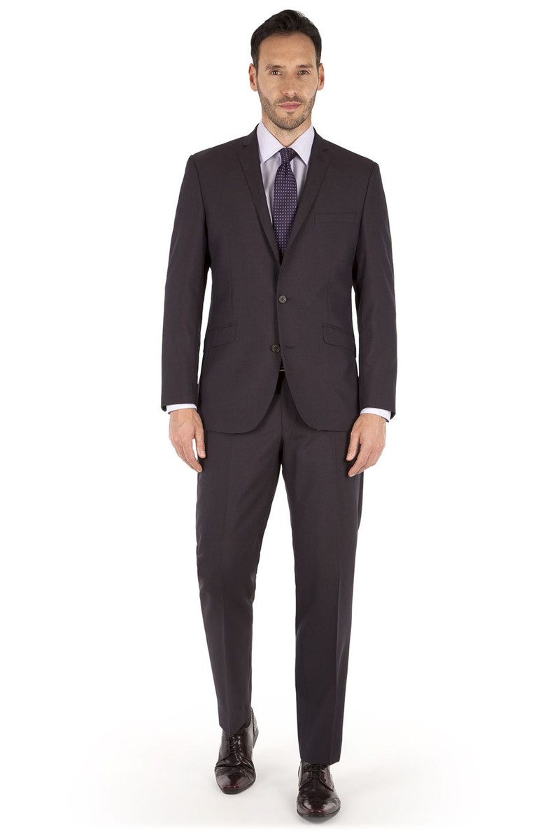  Plum Two Colour Weave Regular Fit Suit